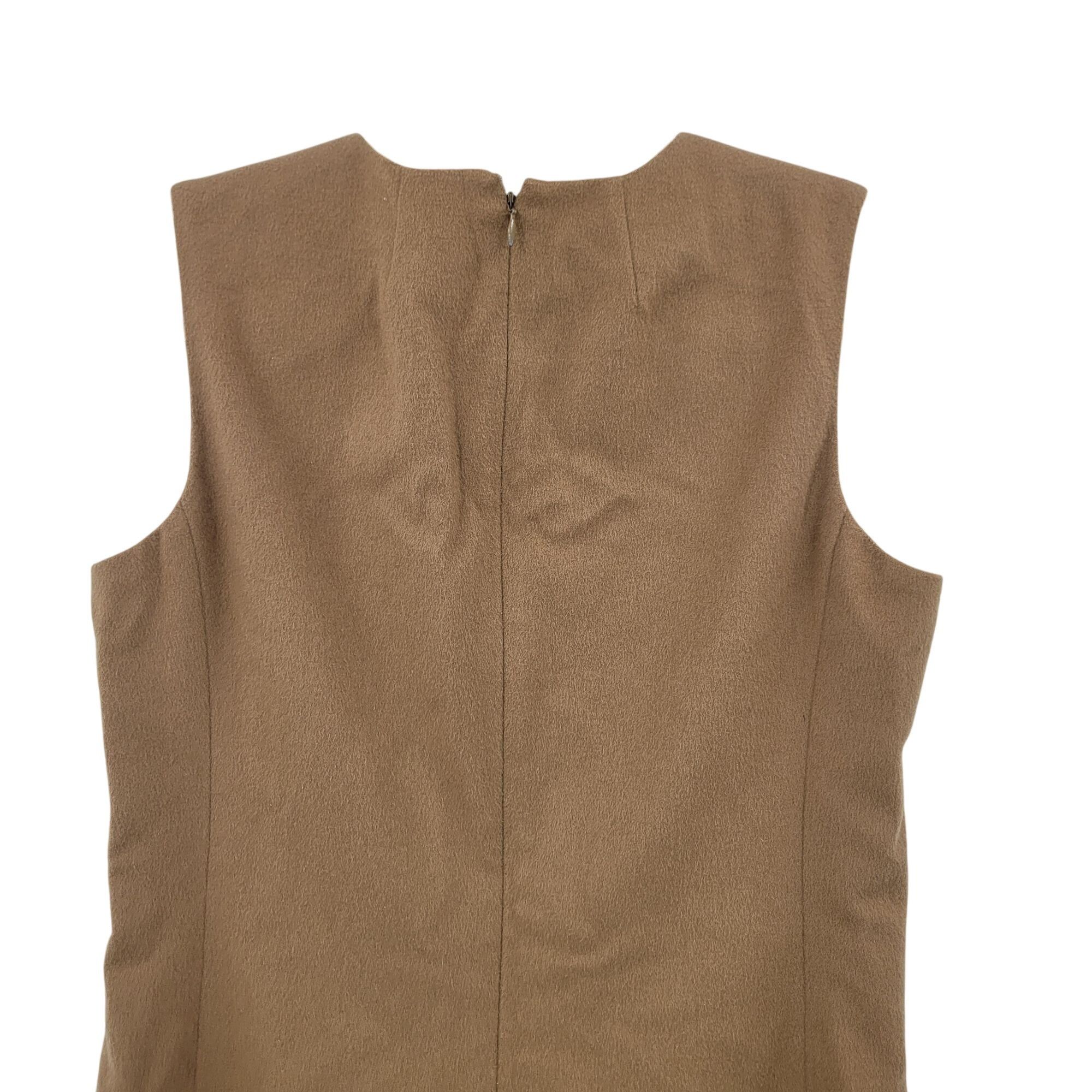 Saks Fifth Avenue Vtg 70s Saks Fifth Avenue Wool Blend Sleeveless Camel Sheath Size L / US 10 / IT 46 - 7 Thumbnail