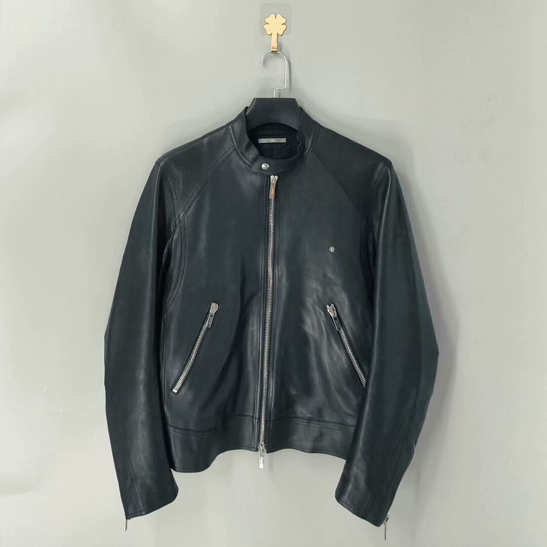 Dior Homme 04AW エルボーレザーパッチjacket エディ期　54 Dior × Hedi Slimane Dior homme 04aw leather biker jacket | Grailed