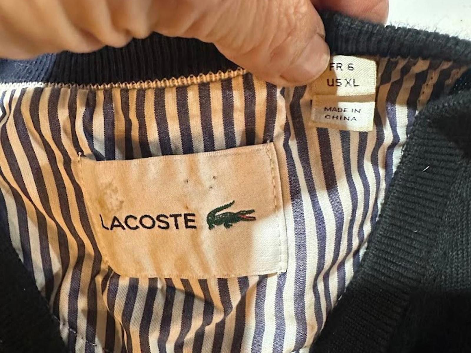 Other Lacoste Black V-Neck Cotton Sweater XL Size US XL / EU 56 / 4 - 2 Thumbnail