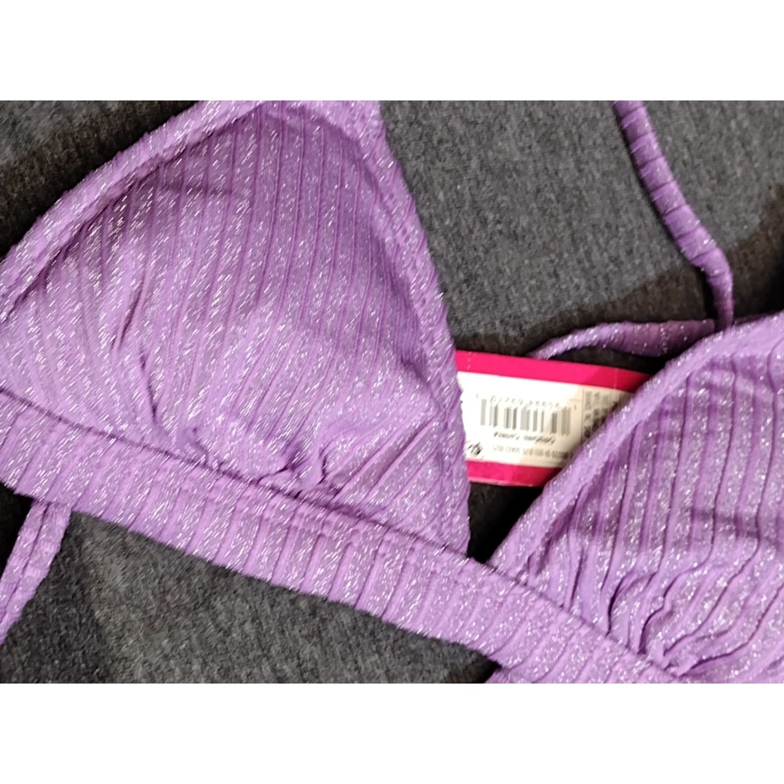 Vintage Xhilaration Bikini Top Womens XS Purple Glitter Detail Cross Back Padded т Size XS / US 0-2 / IT 36-38 - 4 Thumbnail