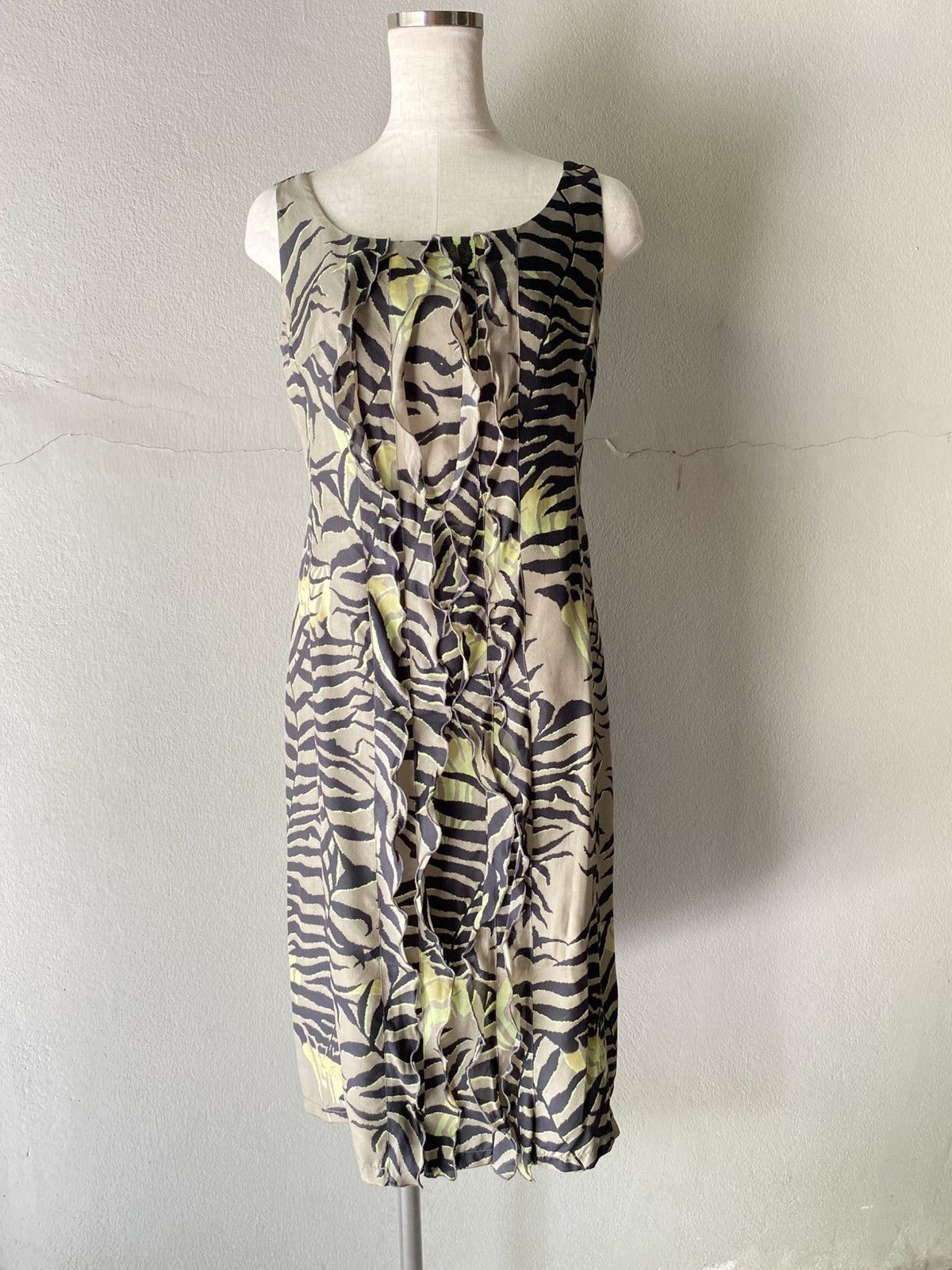 Max Mara Maxmara Green Tiger Printed dress. Size S / US 4 / IT 40 - 21 Thumbnail
