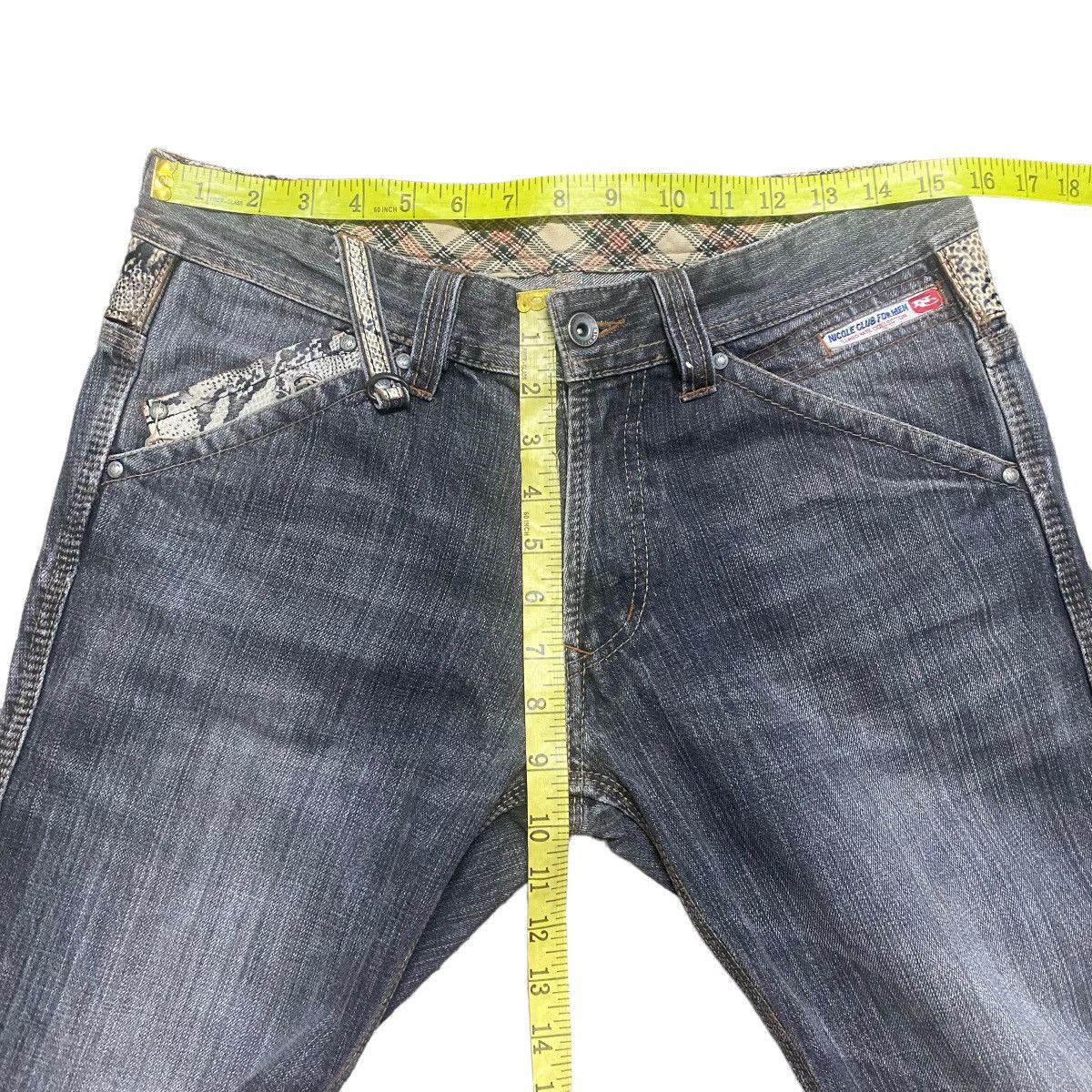 Nicole Club NCFM Leather Snake Skin Denim Flare Jeans Size US 30 / EU 46 - 16 Thumbnail