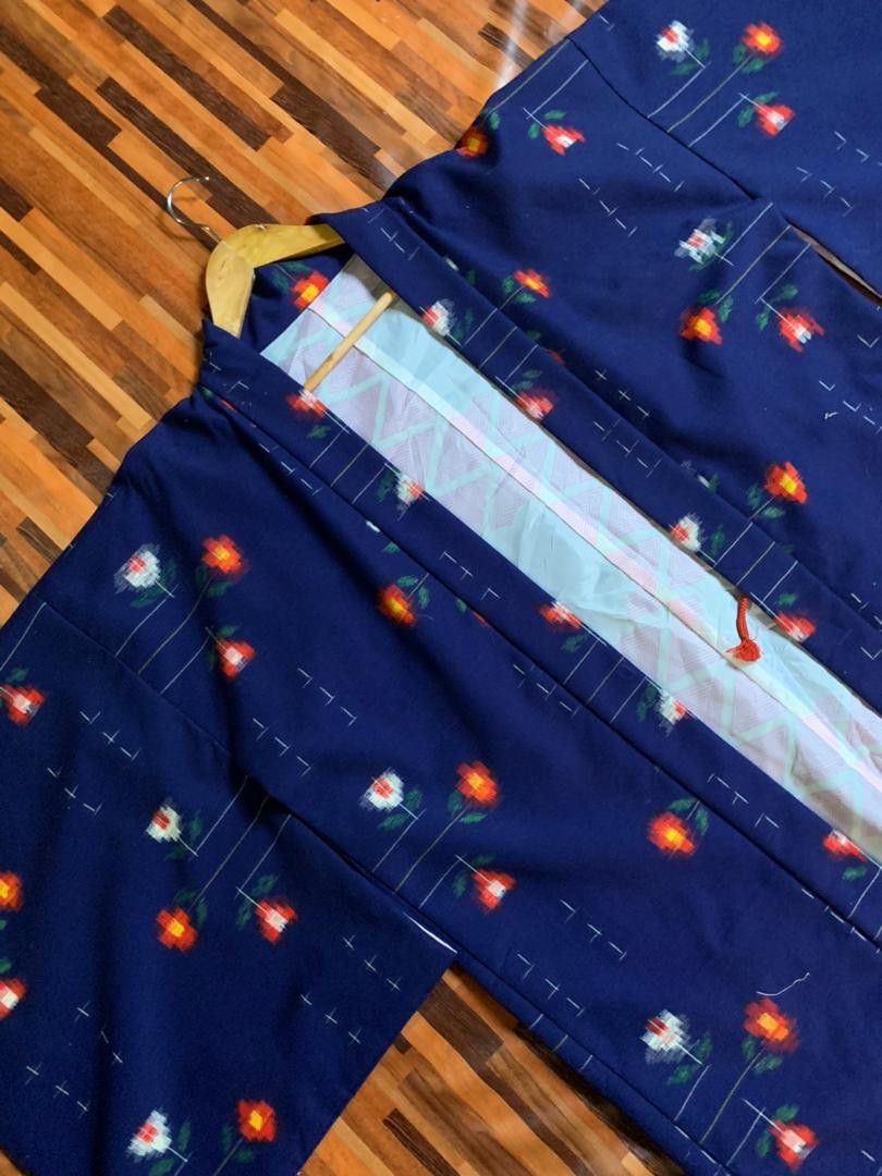Vintage p6 VINTAGE blue KIMONO ABSTRACT PATTERN SMALL JAPAN Size US L / EU 52-54 / 3 - 3 Thumbnail