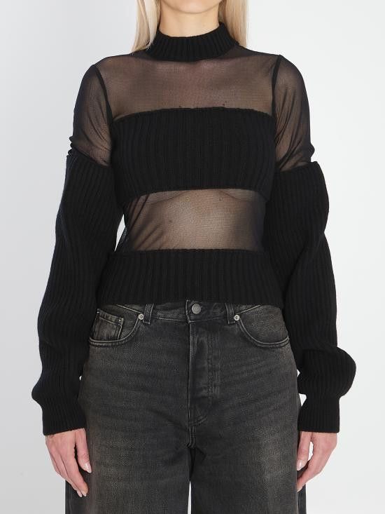 Jean Paul Gaultier JEAN PAUL GAULTIER Women Sweater W PO016 BLACK Size M / US 6-8 / IT 42-44 - 1 Thumbnail