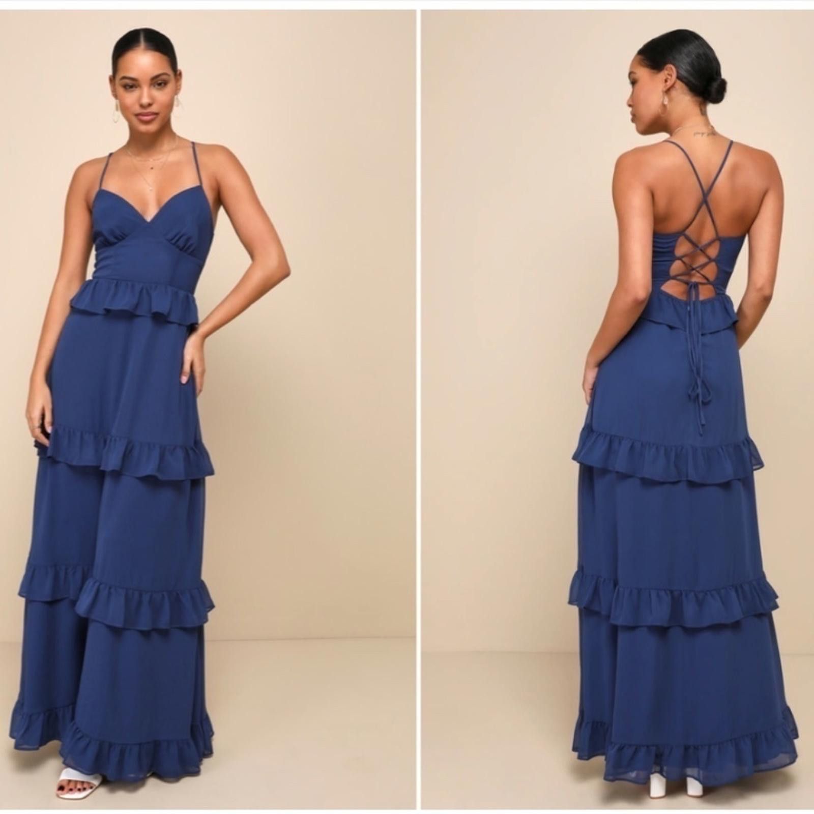 Lulus LULU's Prom Wedding Romantic Ruffle Corset Maxi Dress Size L / US 10 / IT 46 - 1 Thumbnail