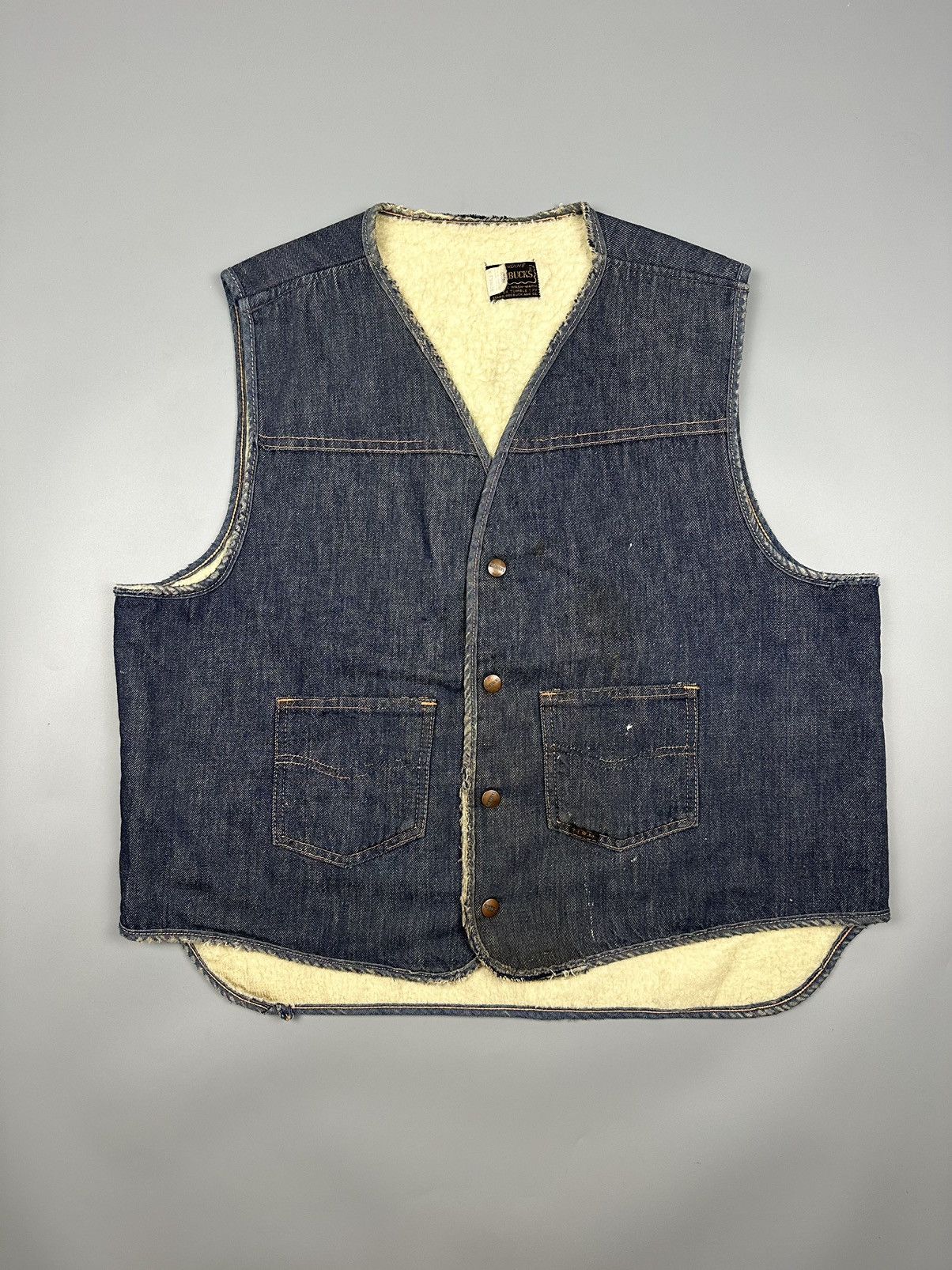 Vintage Vintage 80s Reobucks Sherpa Denim Vest Size US XL / EU 56 / 4 - 1 Thumbnail