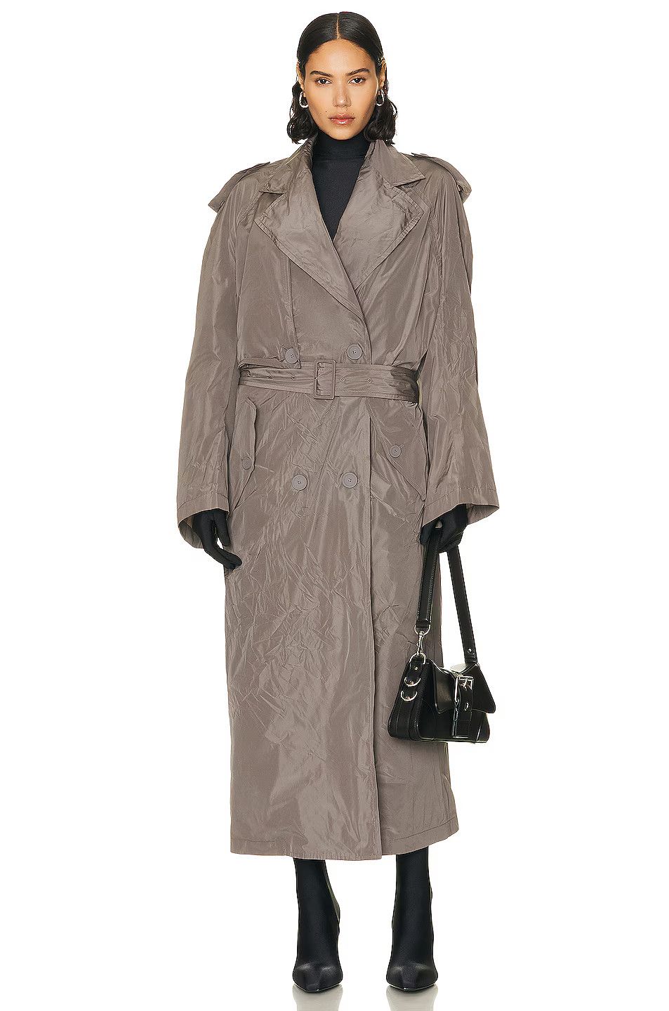 Balenciaga o1bcso1str1124 Packable Trench Coat in Dark Grey Size XS / US 0-2 / IT 36-38 - 1 Thumbnail