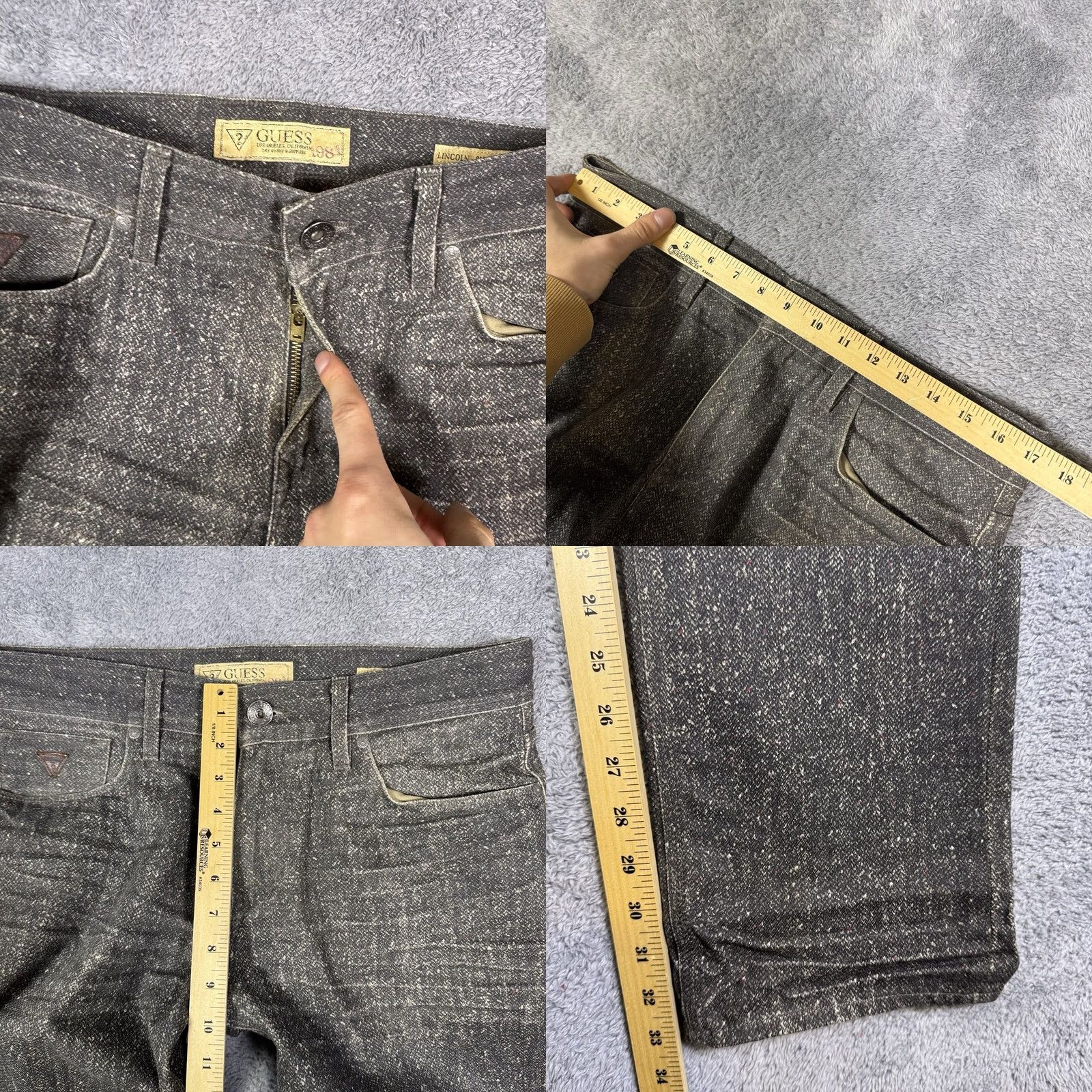 Guess GUESS Jeans Mens 33 Brown Lincoln Men 33x33 Slim Straight Whisker Snakeskin Wash Grunge Size US 33 - 8 Thumbnail