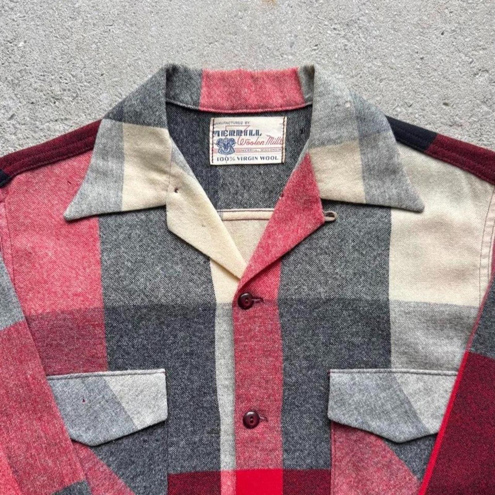 Vintage 50s True Vintage Merrill Woolen Mills Loop Collar Button Up Size US M / EU 48-50 / 2 - 1 Thumbnail