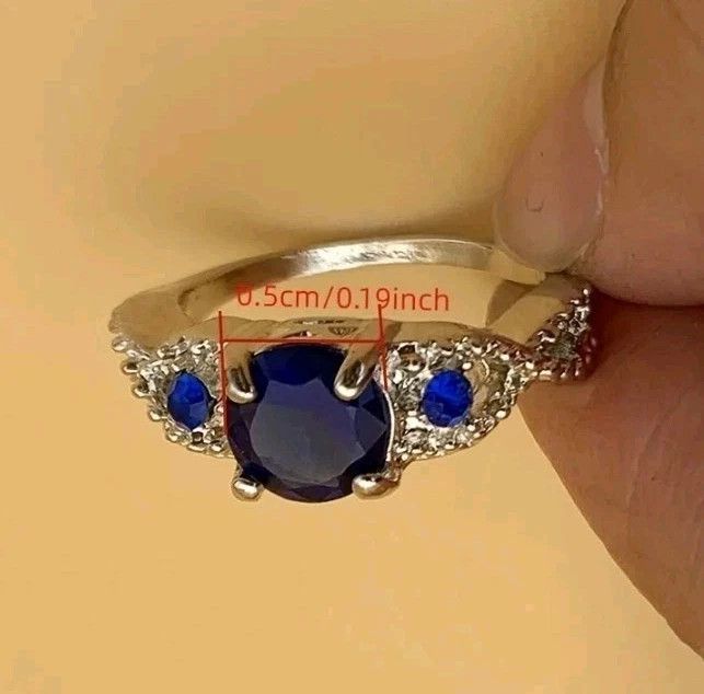 Other Simulated Blue Sapphire Engagement Ring Size 6 Size ONE SIZE - 5 Thumbnail