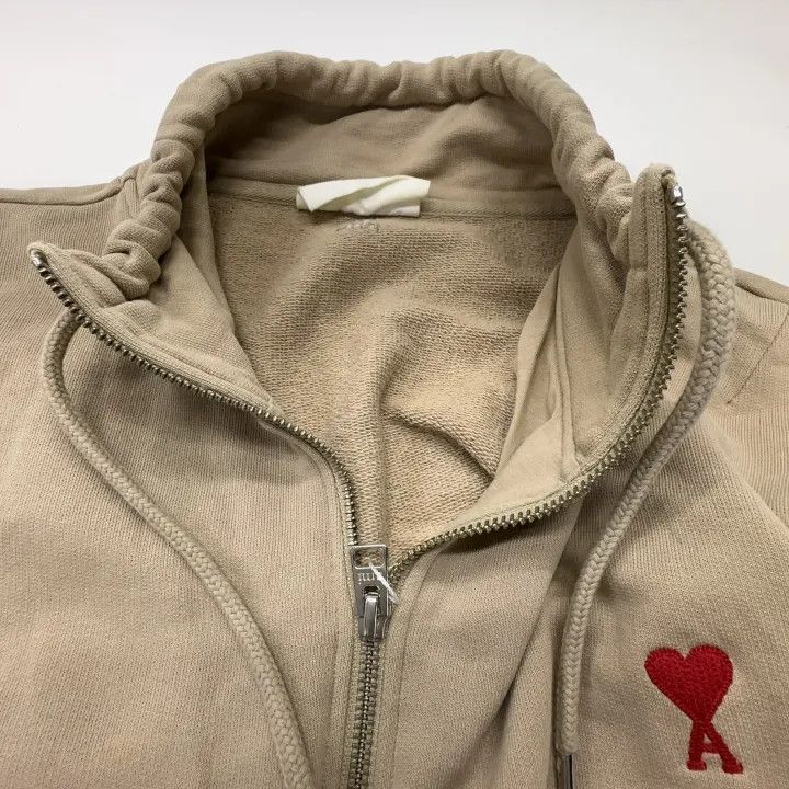 AMI AMIPARIS FW21 Heart Logo Zip Hoodie Beige -2507 Size US XXL / EU 58 / 5 - 7 Thumbnail