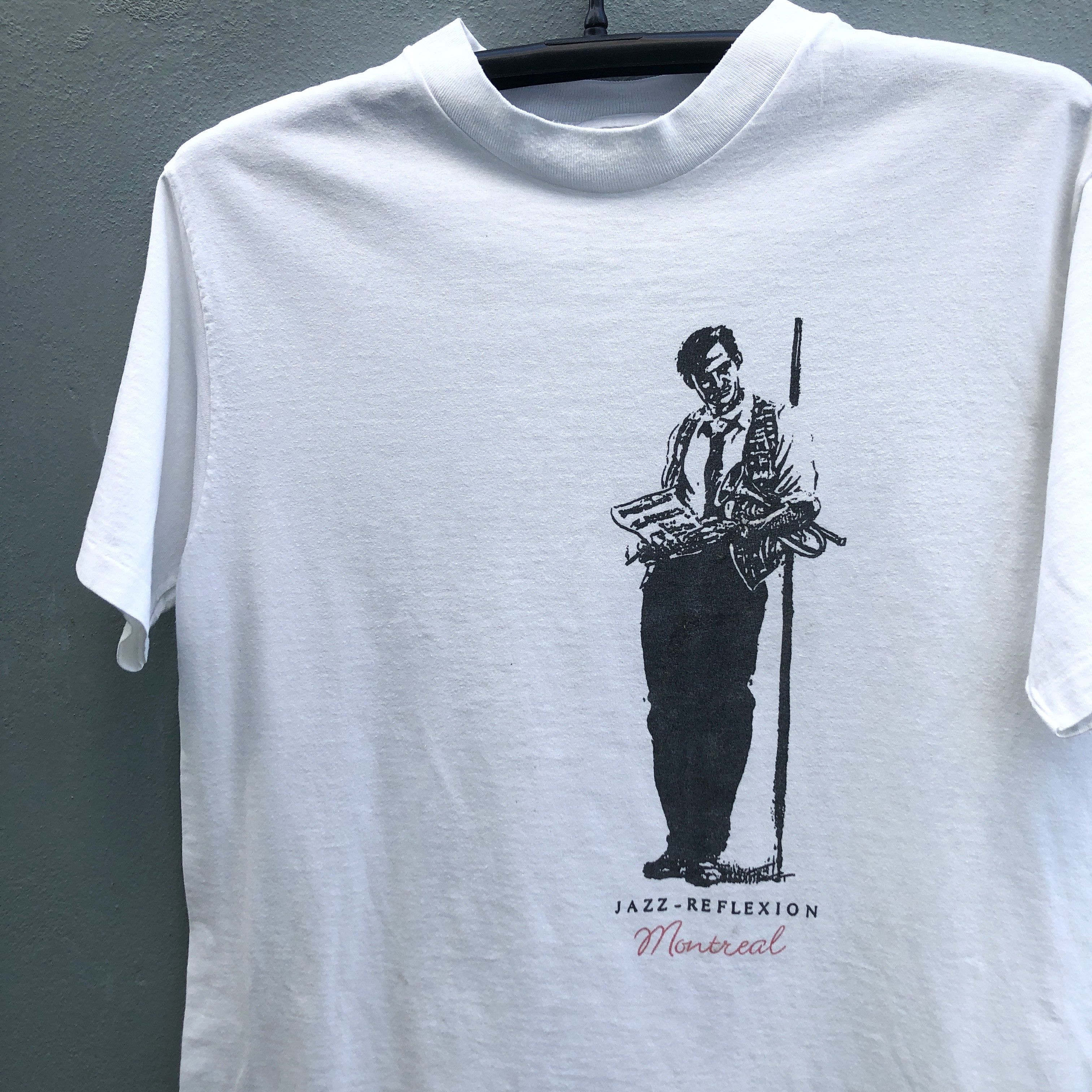 American Apparel 90s Jazz Reflexion White Tee L single stich Size US L / EU 52-54 / 3 - 1 Thumbnail