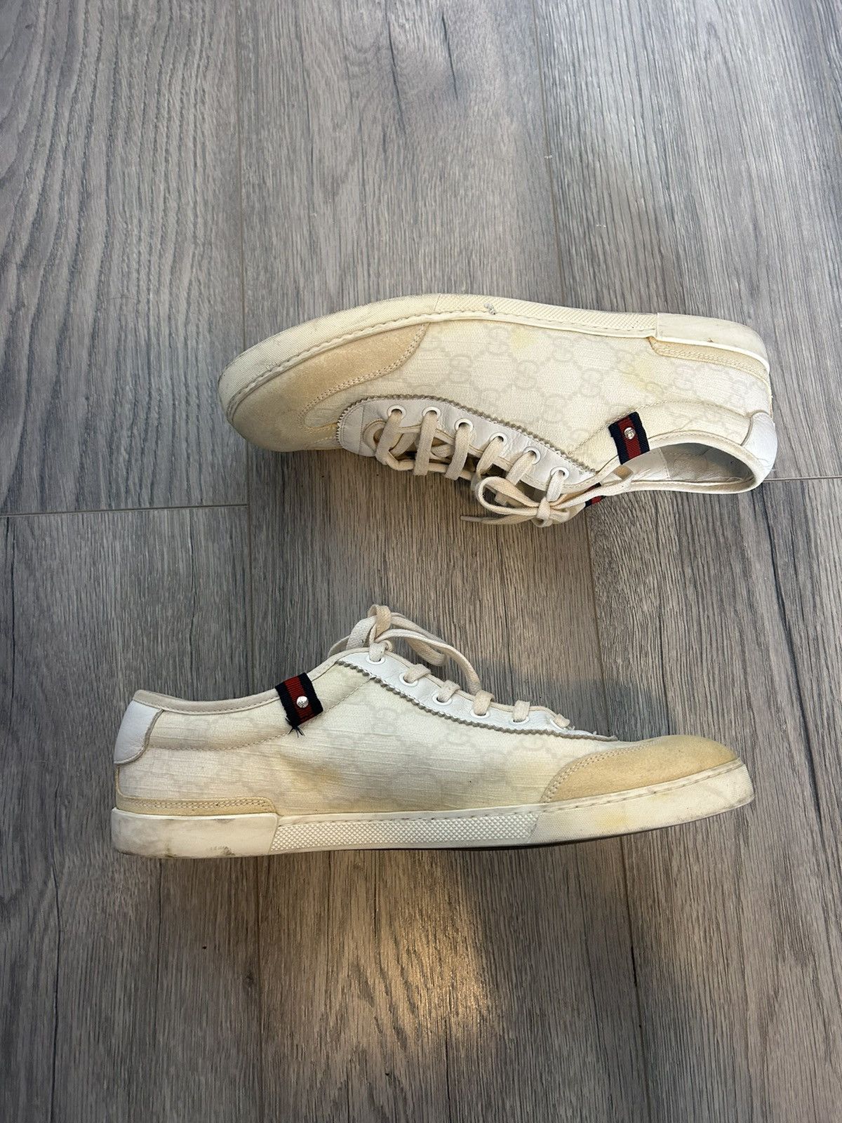 Gucci Gucci Off-White Monogram Low-Top Sneakers - Size 9 G Size US 9 / EU 42 - 2 Thumbnail