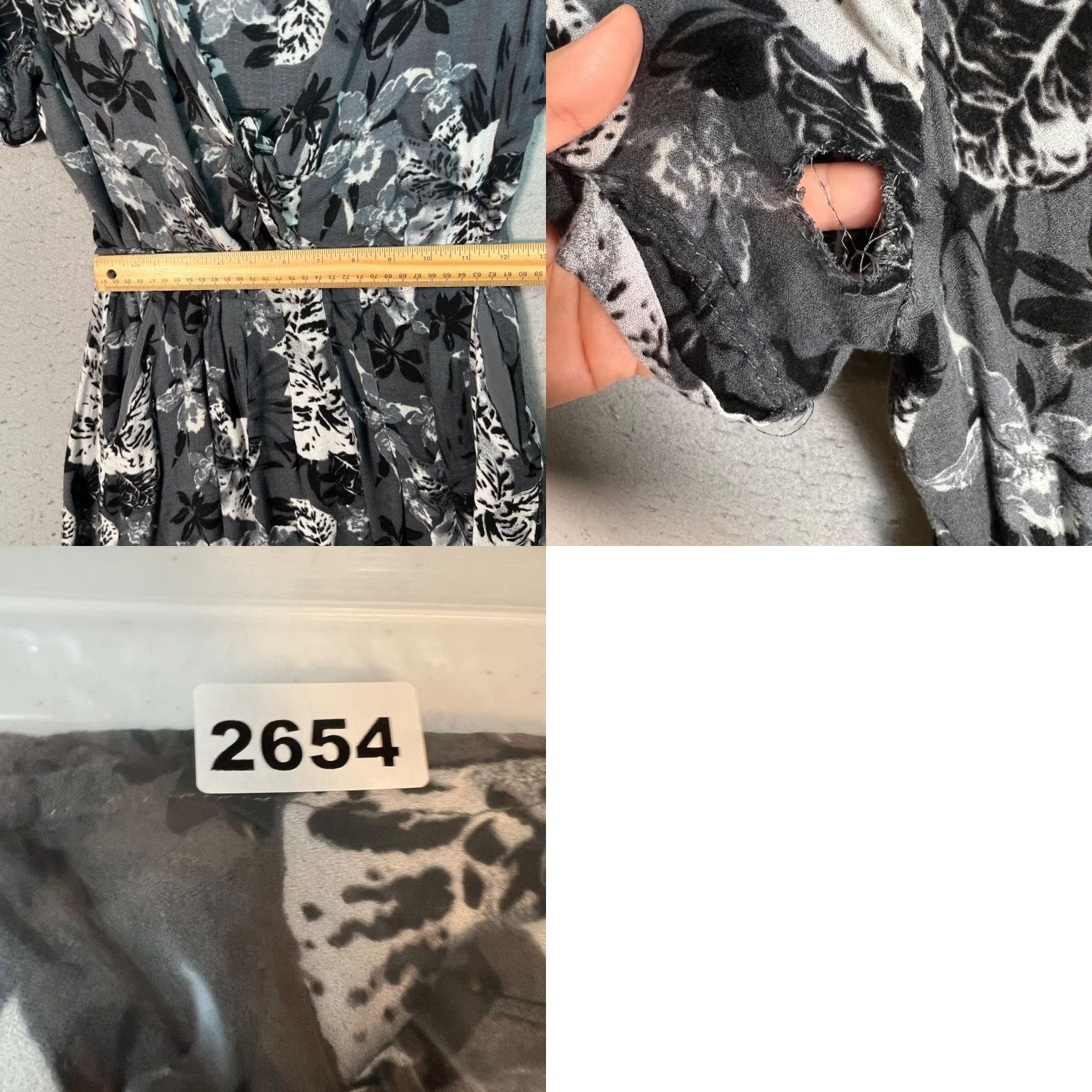 Free People Free People Dress Shirt Womens Small Grey Floral V-Neck A-Line Short Sleeve 2 8/10 Spring Summer Women’s Size 26" / US 2 / IT 38 - 8 Thumbnail