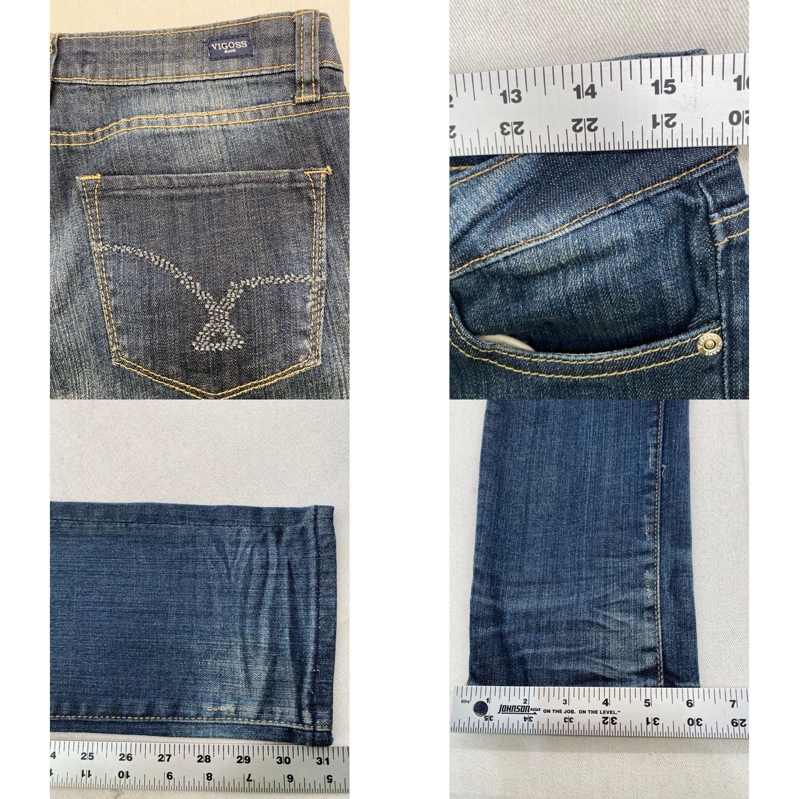 Vintage VIGOSS Womens Blue Denim Jeans Skinny 31x31 Size 7 Distressed Slim 5-Pocket Design Size 28" / US 6 / IT 42 - 8 Thumbnail