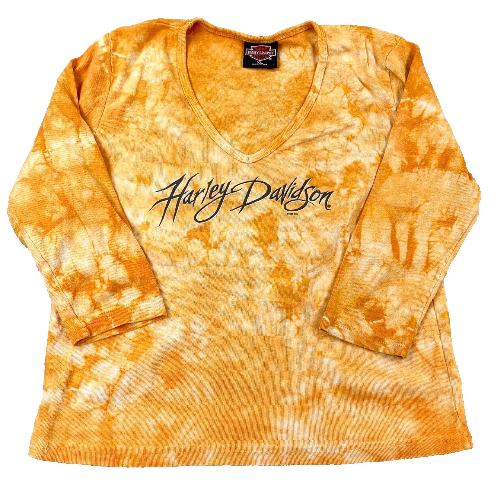 Harley Davidson VINTAGE Harley-Davidson Shirt Women XL Orange Tee 90s 1999 Tir Dye Spellout - Harley-Davidson Shirt Women XL Orange 90s 1999 Tir Dye Spellout Size XL / US 12-14 / IT 48-50 - 2 Thumbnail