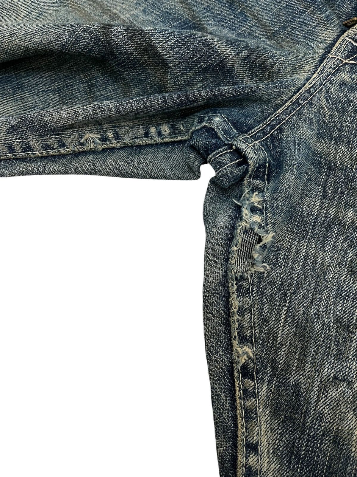 If Six Was Nine FLARED BLUE WAY CLAWMARK DISTRESSED DENIM PANT BOOTCUT JEANS Size US 32 / EU 48 - 4 Thumbnail