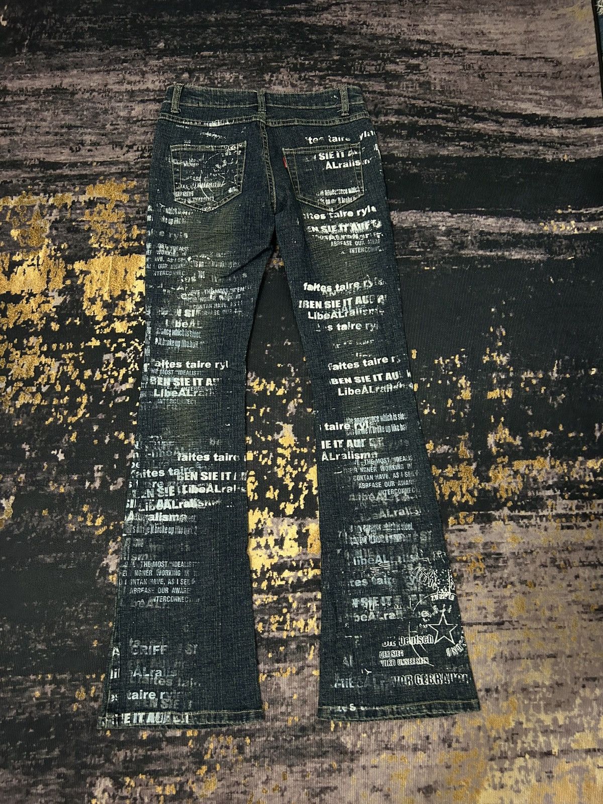 If Six Was Nine H.Naoto + DIE Poem Print Flare Jeans Size US 27 - 3 Thumbnail
