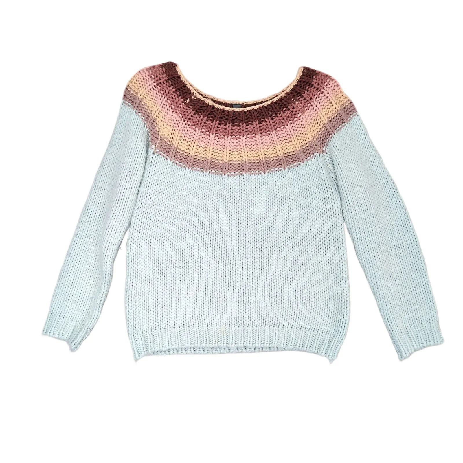 Other Alya Women's M Pastel Blue Chunky Knit Boho Cozy Sweater Size M / US 6-8 / IT 42-44 - 1 Thumbnail