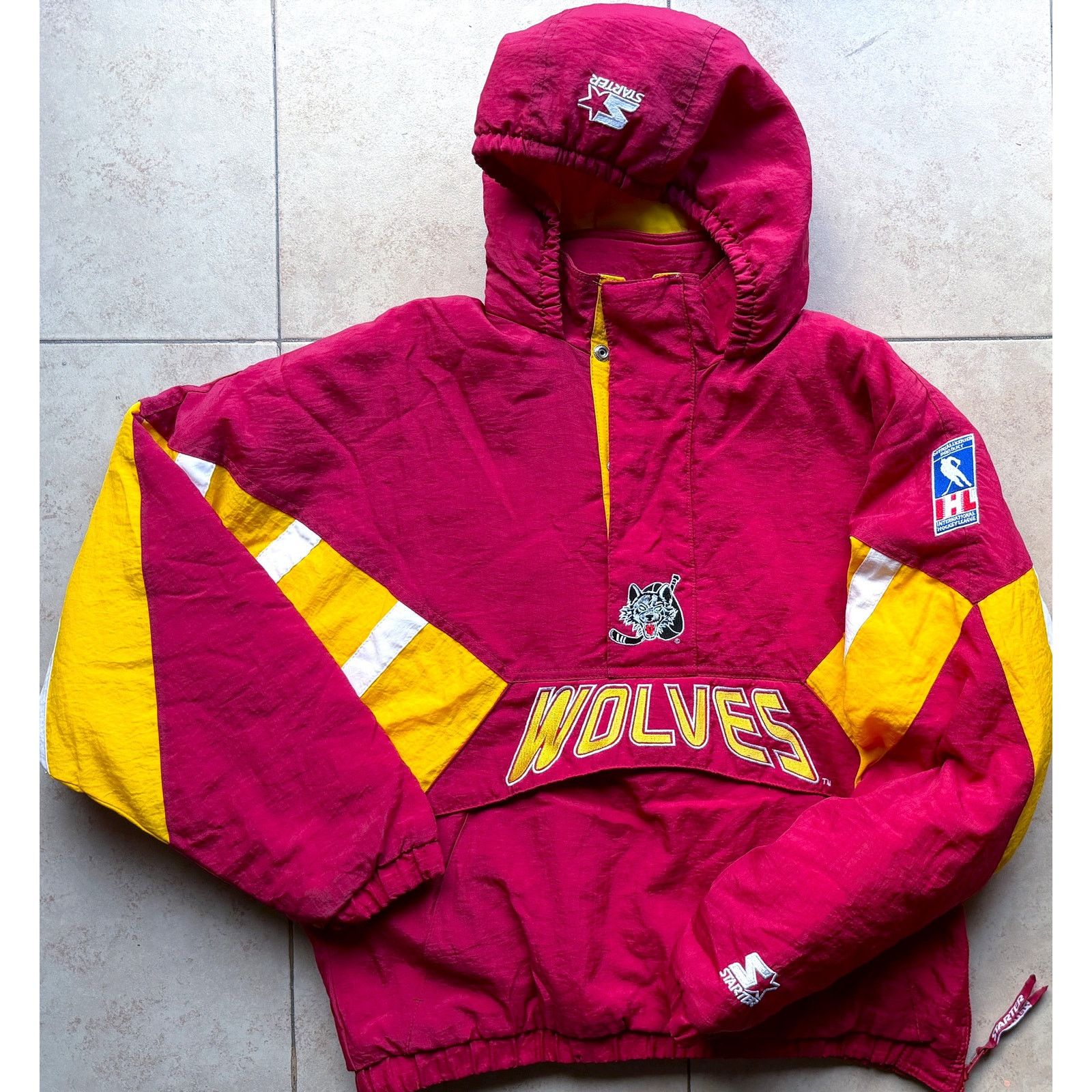 NHL × Starter Chicago Wolves 90s STARTER puffer Pullover M red IHL vintage Size US M / EU 48-50 / 2 - 2 Thumbnail