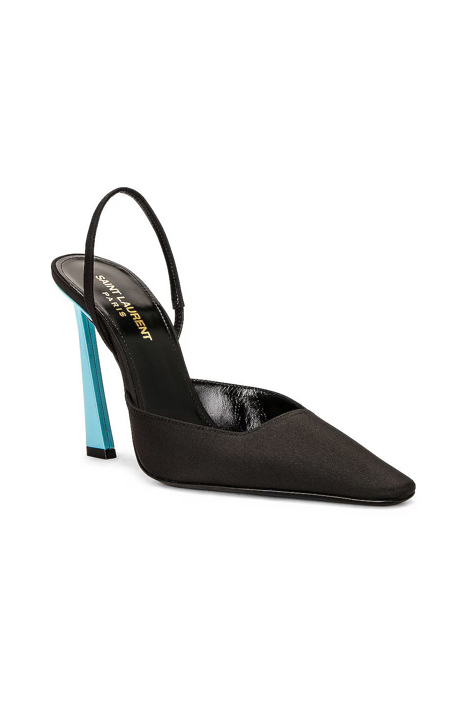 Saint Laurent Paris o1bcso1str1124 Blade Slingback Pumps in Nero/Blue Size US 7 / IT 37 - 2 Thumbnail