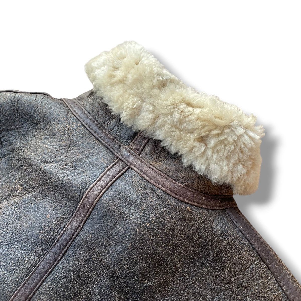 Genuine Leather VINTAGE SPRAZZO MODA SPORTIVO B3 SHEARLING FUR JACKET Size US L / EU 52-54 / 3 - 14 Thumbnail