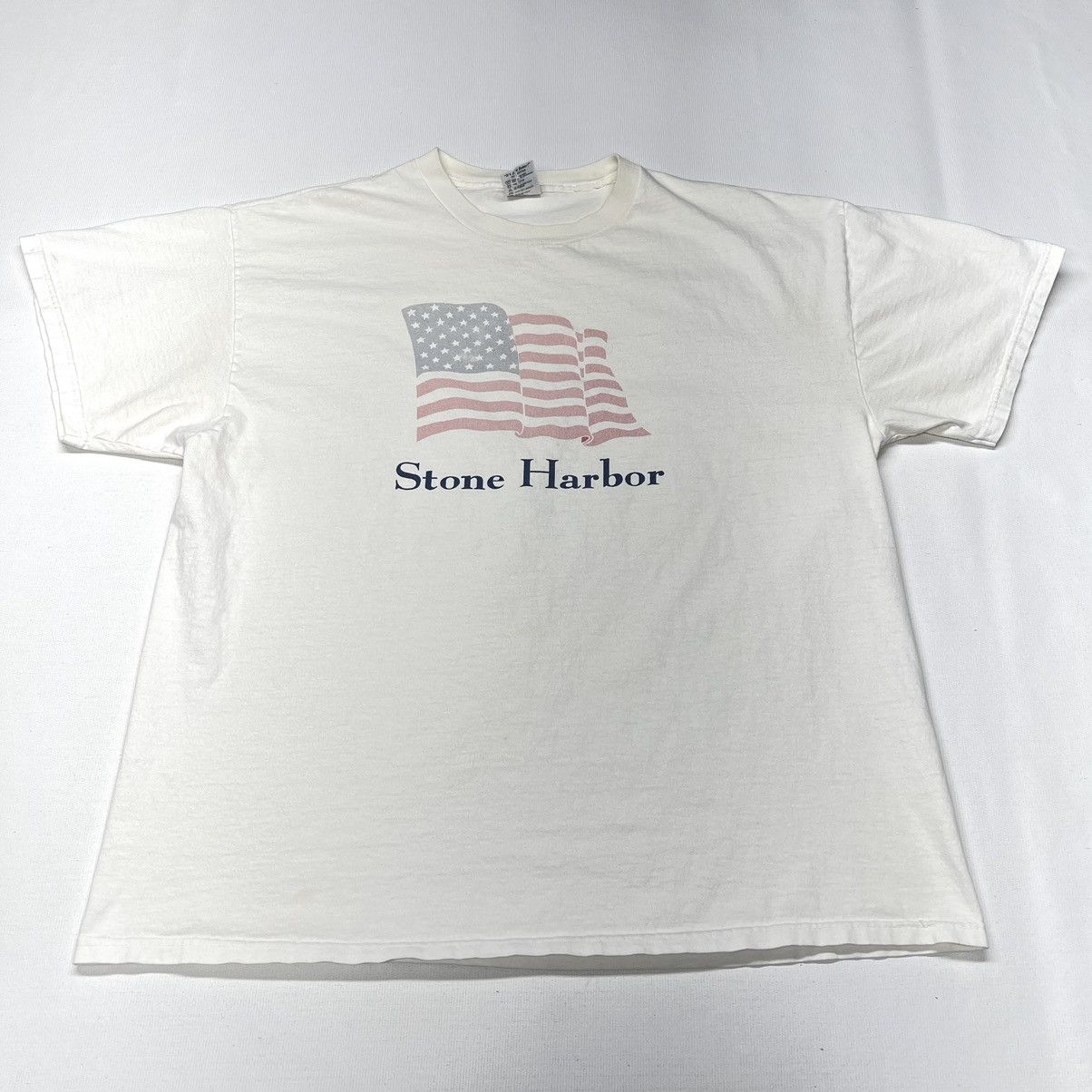 Delta × Vintage VTG Stone Harbor Tee Shirt White American Flag New Jersey Size US XL / EU 56 / 4 - 1 Thumbnail