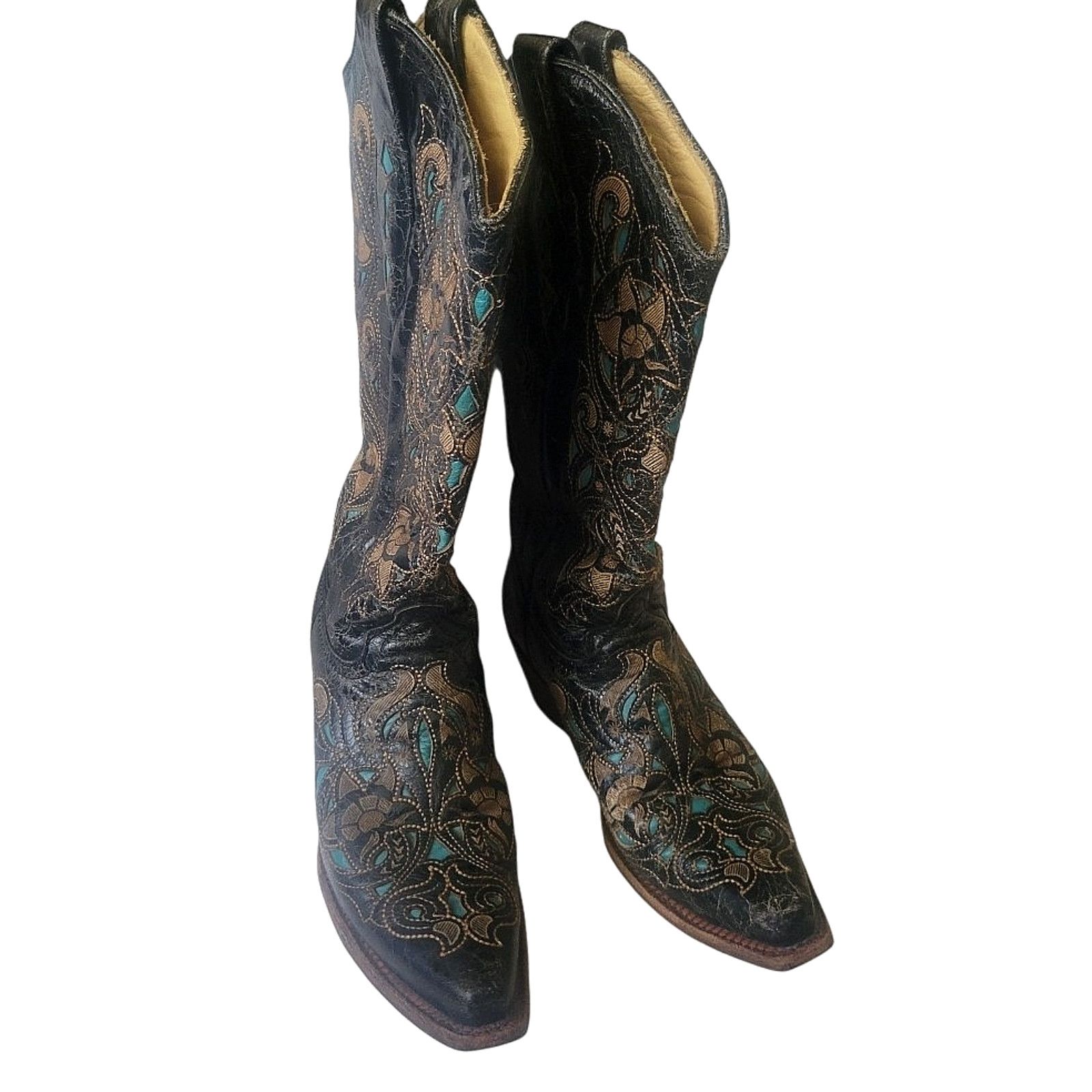 Corral CORRAL WESTERN BOOTS Black Leather Stitching Woman Size 8.5M Size US 8.5 / IT 38.5 - 4 Thumbnail
