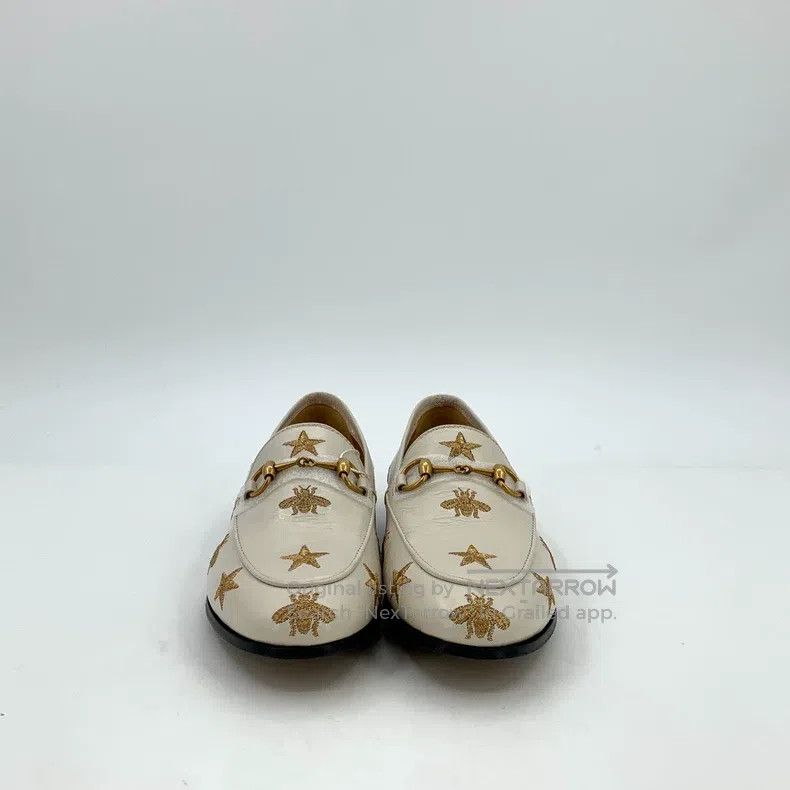 Gucci Gucci Beige five-pointed star bee embroidered horse buckle Size US 4.5 / IT 34.5 - 3 Thumbnail