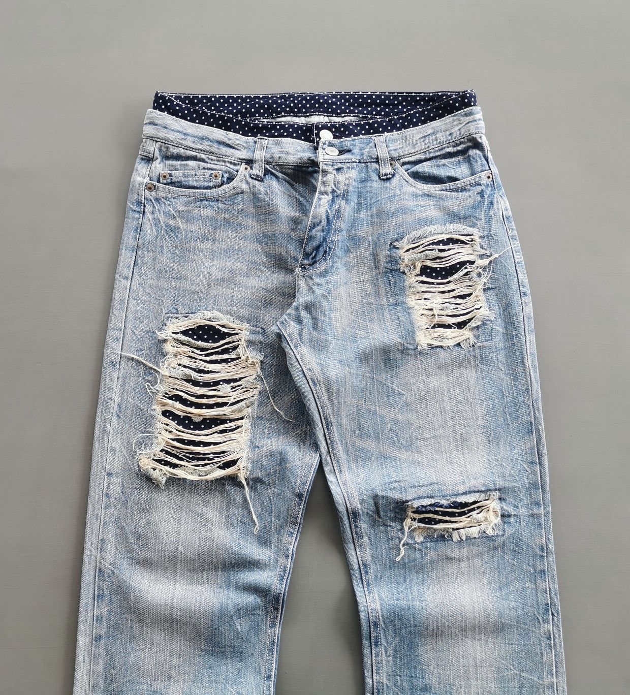 Japanese Brand Unbrand Polkadot Double Waist Jeans Size US 30 / EU 46 - 1 Thumbnail