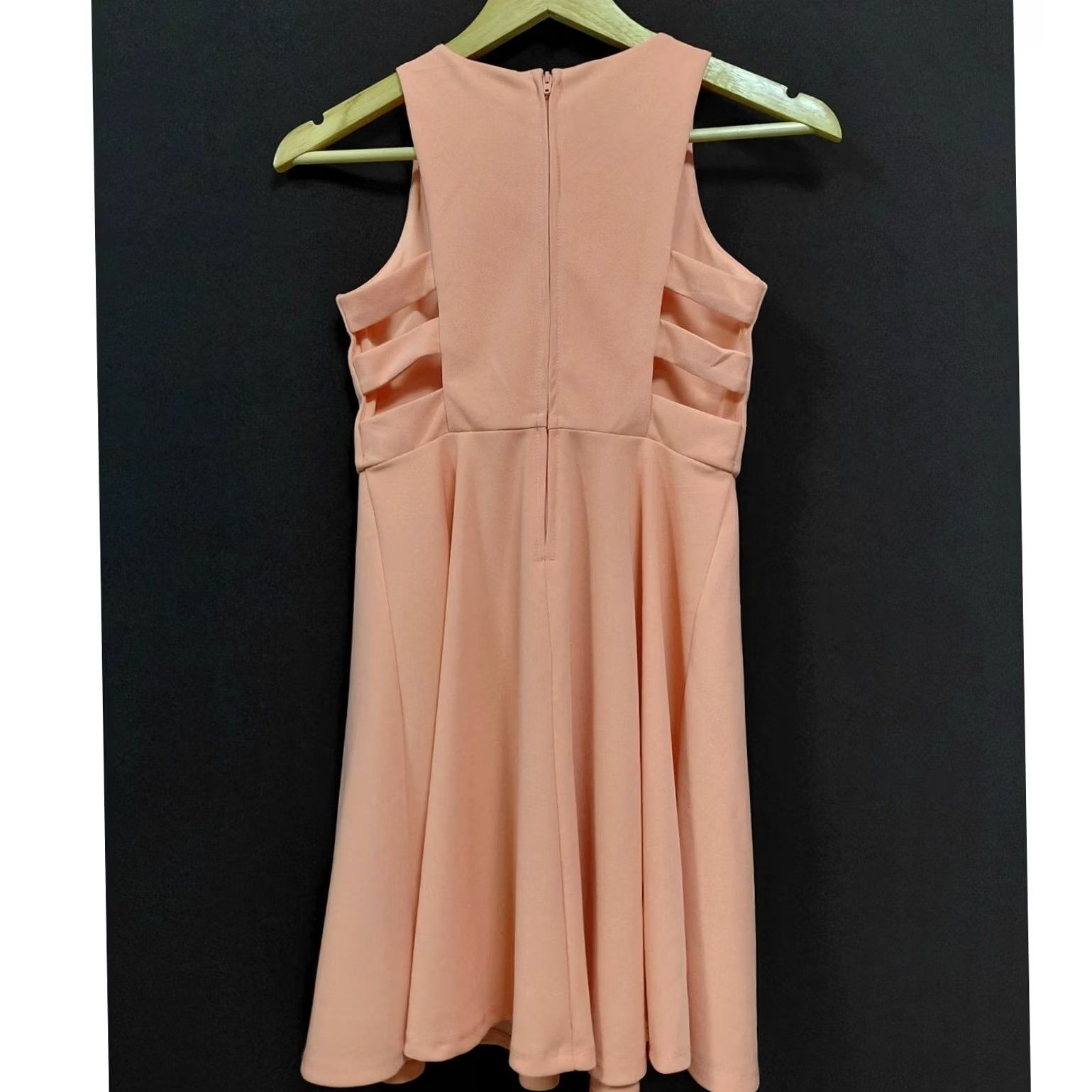 Vintage Rare Editions Peach Sleeveless Dress Knee Length Women Size 12, Light Weight, Polyester, Party/Cocktail, Casual, Spring Summer, Tank Dress, V-Neck N/A Size XL / US 12-14 / IT 48-50 - 2 Thumbnail