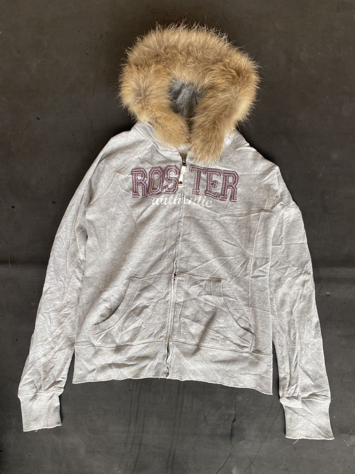 Y2k Hoodie Zip Up Fur Collar Retro Hooded Sweatshirt Grunge
