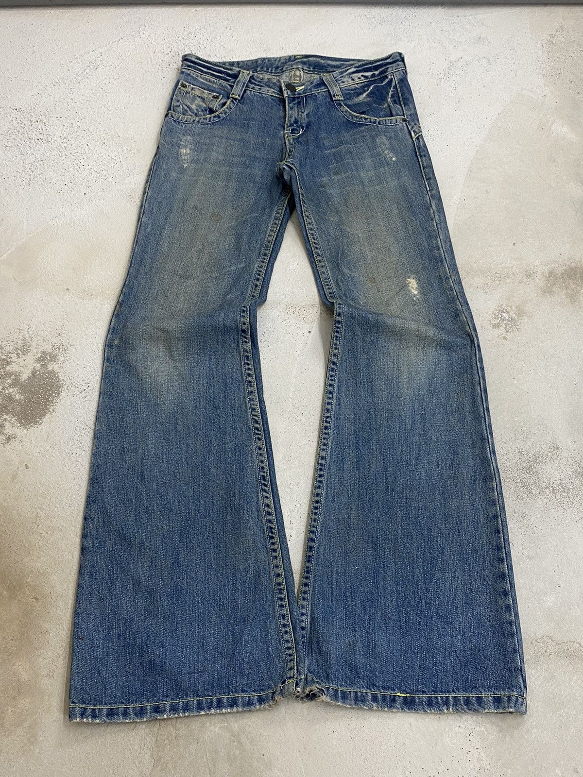 Flare Japanese Brand Mud Washed Dirty Boot Cut Fit