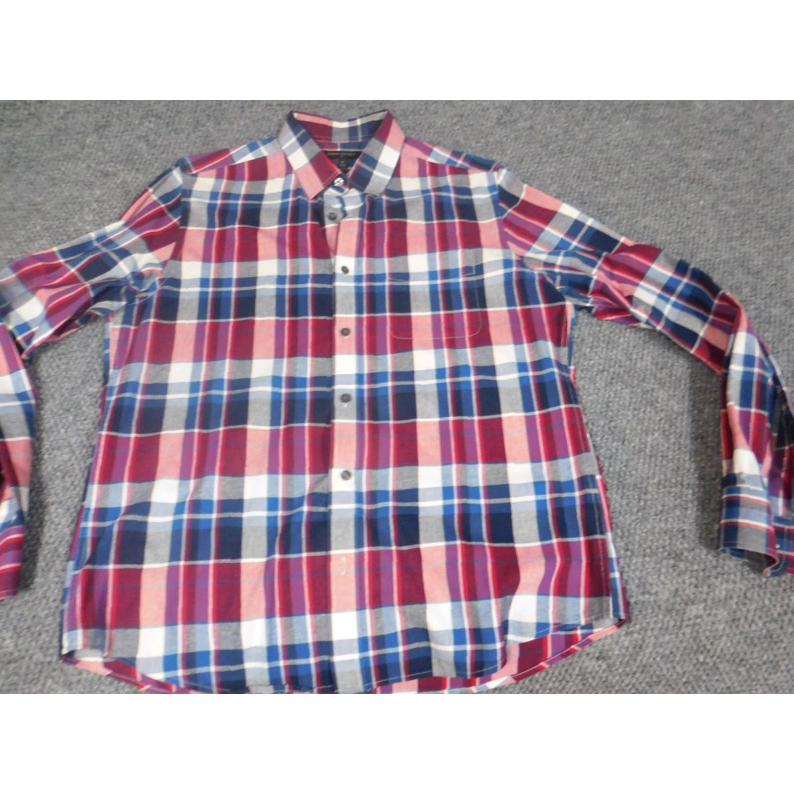 Banana Republic Banana Republic Mens Shirt Medium Red Plaid Button-Down Knit Cotton Slim Long Sleeve Button-Up Travel Casual Mens Regular Size M Red Size US M / EU 48-50 / 2 - 3 Thumbnail