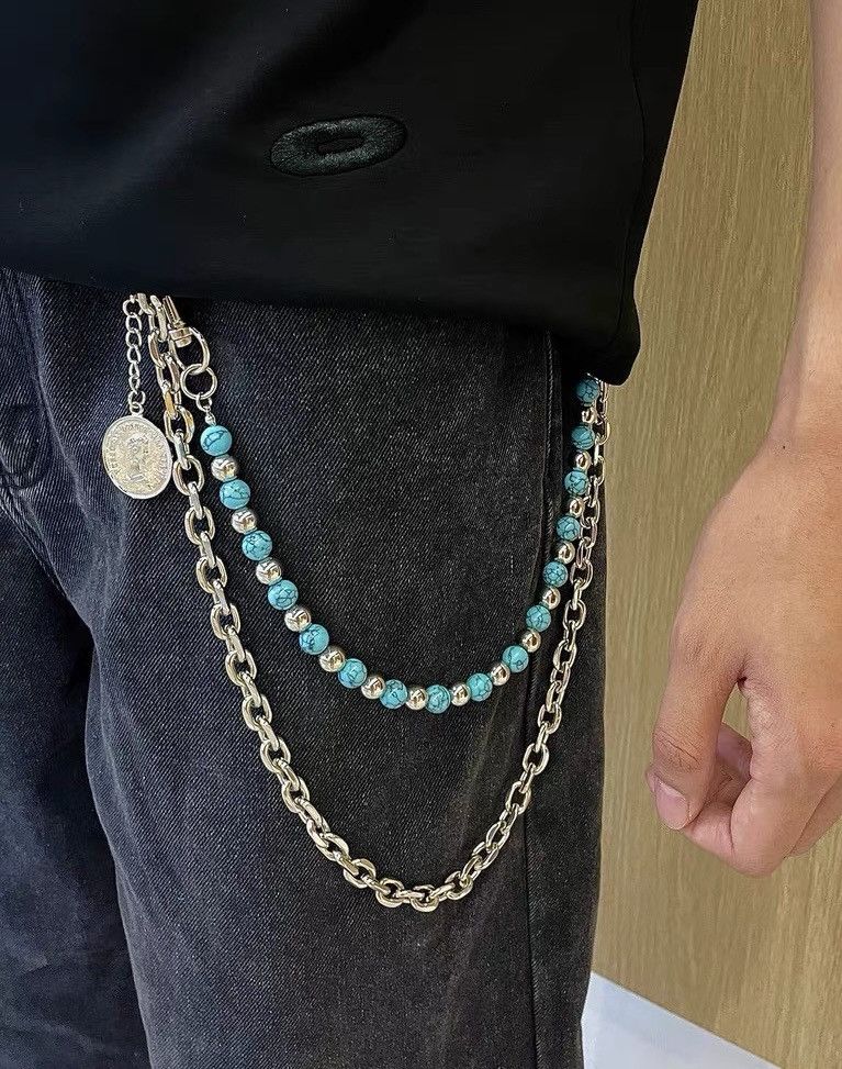 Japanese Brand Retro punk streetwear y2k double layer pocket wallet chain Size ONE SIZE - 2 Thumbnail