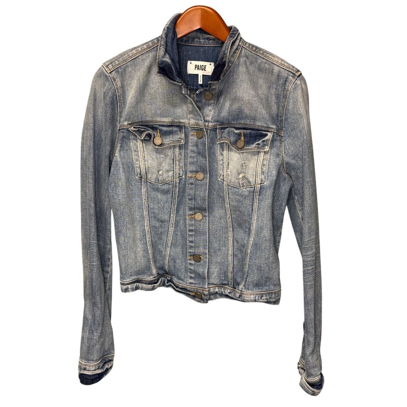 Paige PAIGE Denim Jean Jacket Madigan Distressed Trucker | Size L Size L / US 10 / IT 46 - 1 Thumbnail