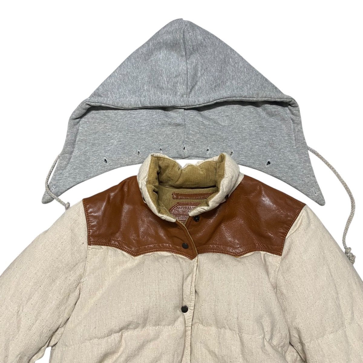 GOA G.O.A Puffer Jacket Hooded Leather Trimmed Size US M / EU 48-50 / 2 - 12 Thumbnail