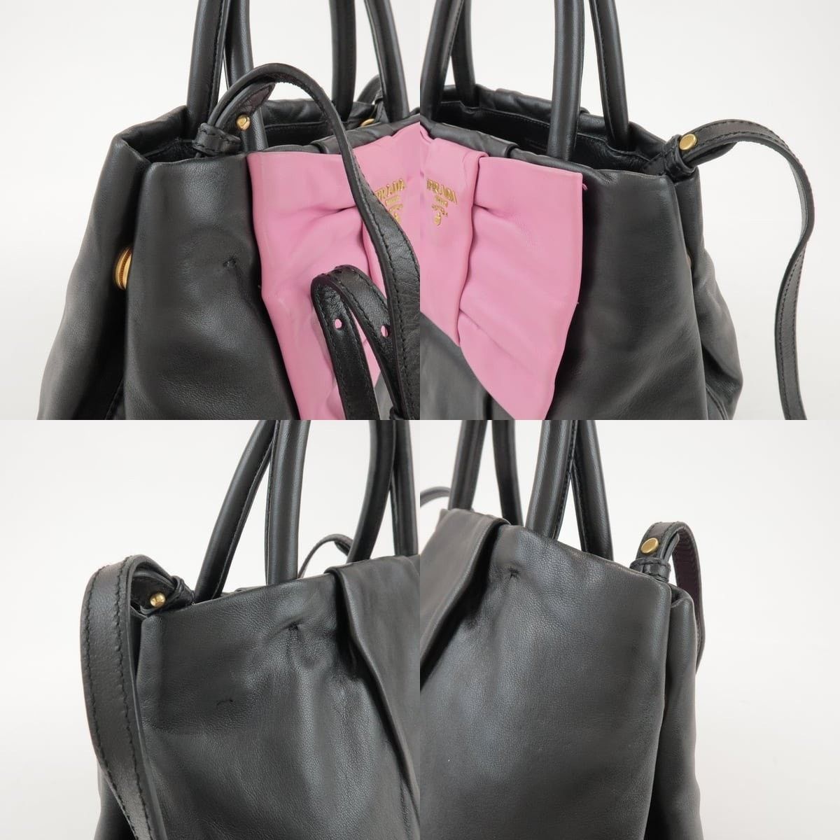 Prada Prada Bow Leather Shoulder Bag Black Size ONE SIZE - 6 Thumbnail