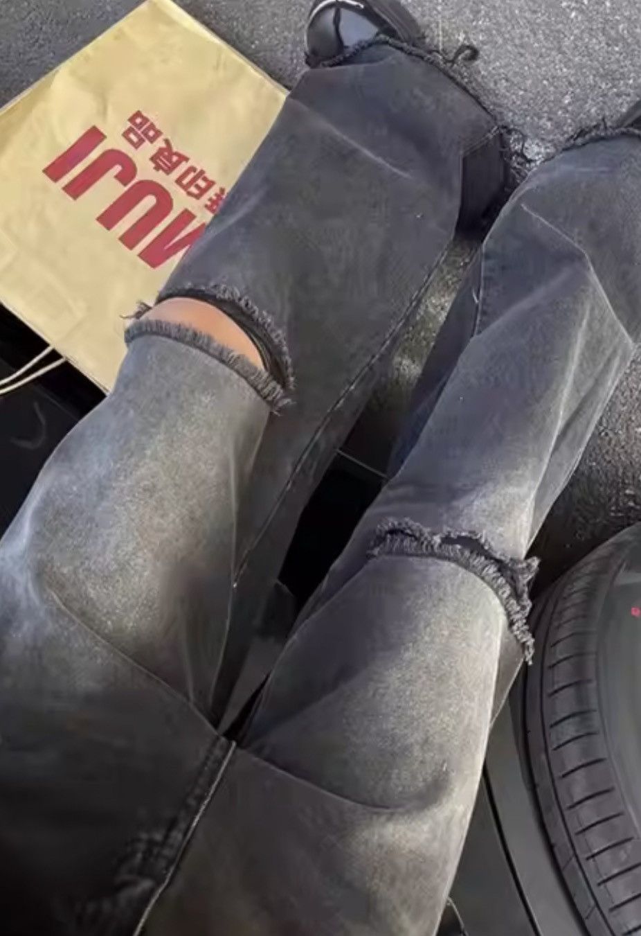 Jean DISTRESSED Baggy Stacked Denim Jeans Size US 29 - 7 Thumbnail