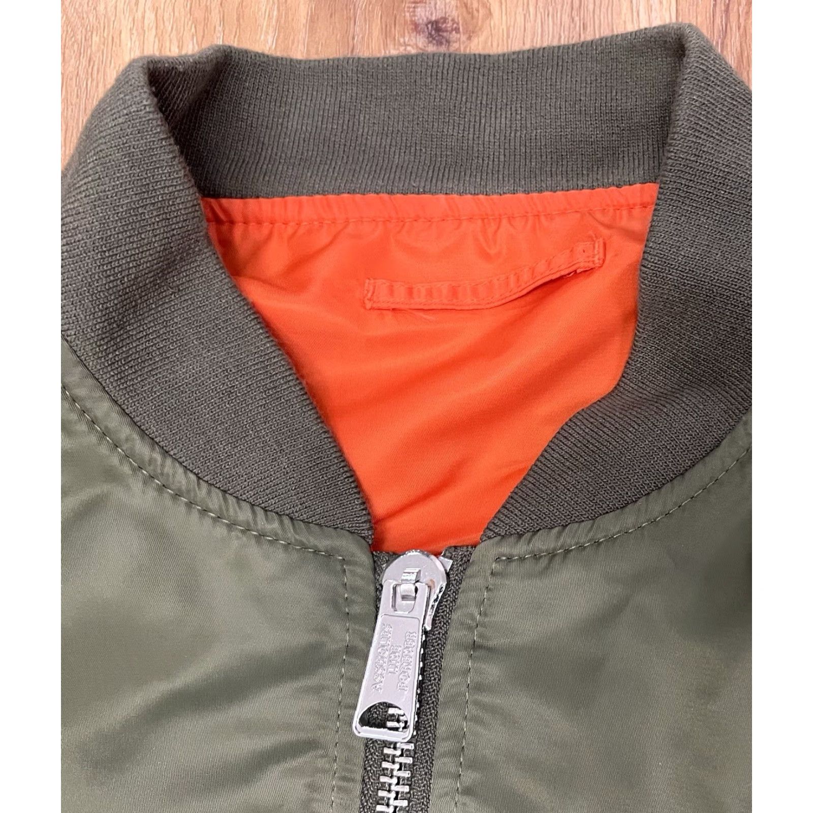 Olive EUC A**holes Live Forever Reversible Bomber Jacket Green/Orange Size M Size US M / EU 48-50 / 2 - 6 Thumbnail