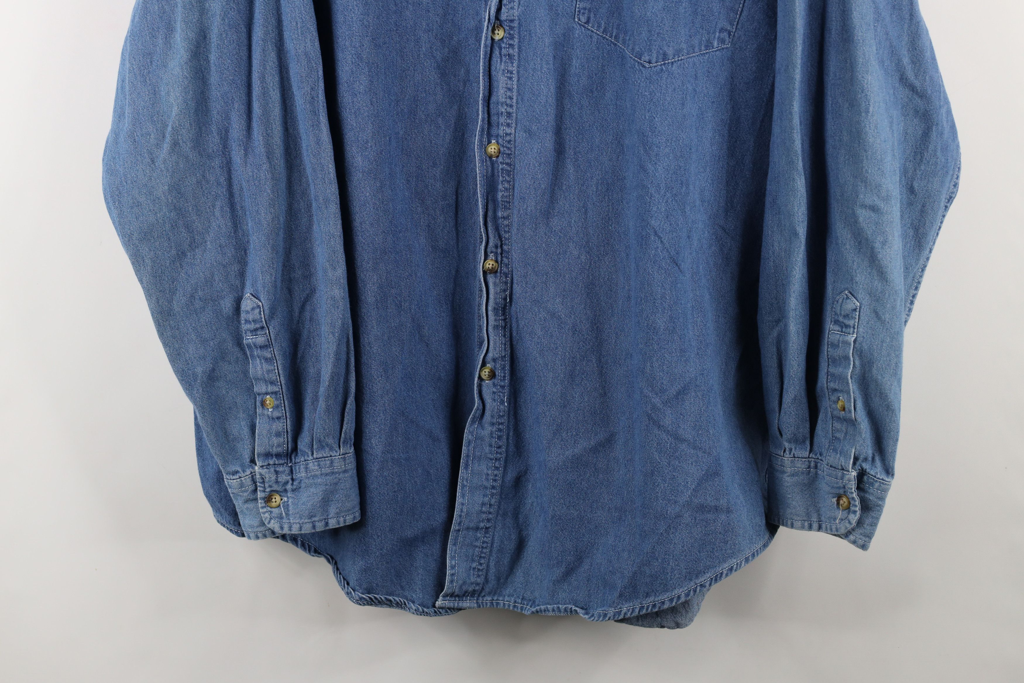 Vintage Vintage 90s Streetwear Denim Jean Button Down Shirt Blue Size US XL / EU 56 / 4 - 3 Thumbnail