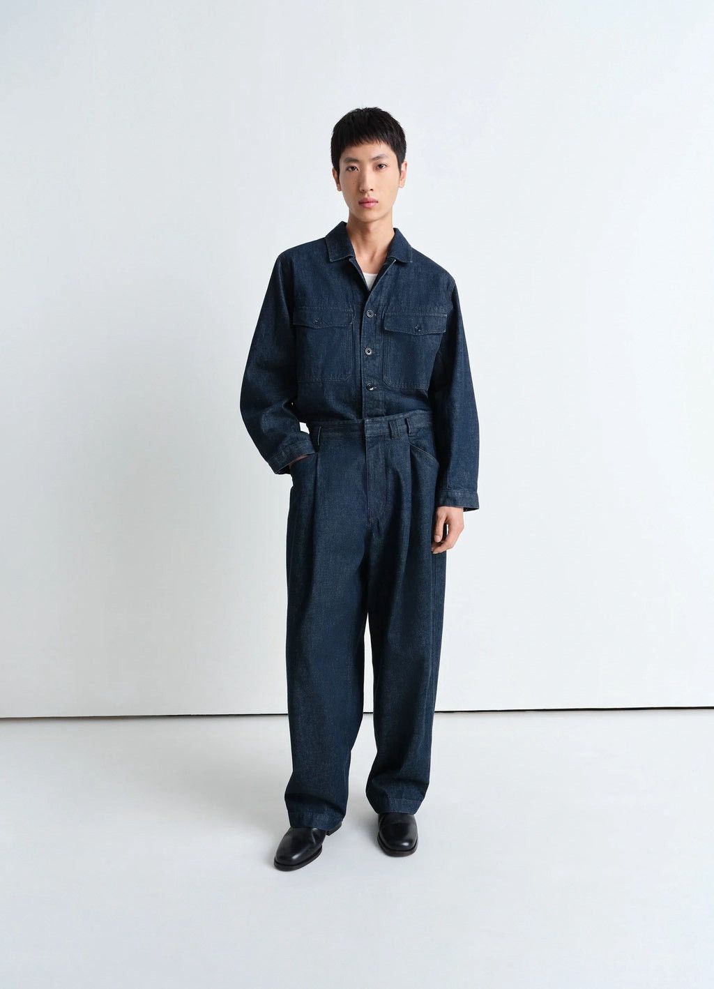 Lemaire PLEATED WORKWEAR PANTS Heavy indigo denim french baggy pleat Size US 30 / EU 46 - 11 Thumbnail