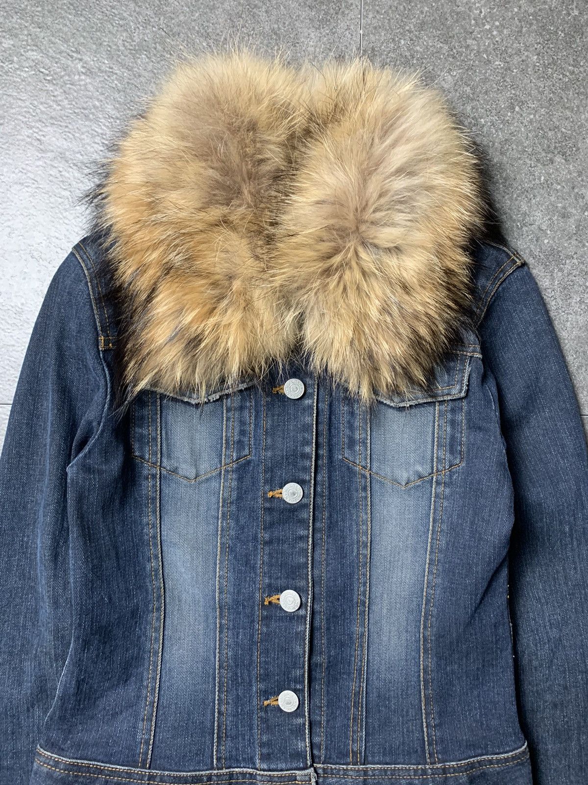 If Six Was Nine 2000s Morgan Homme Faux Fur Denim Jacket Size XS / US 0-2 / IT 36-38 - 2 Thumbnail