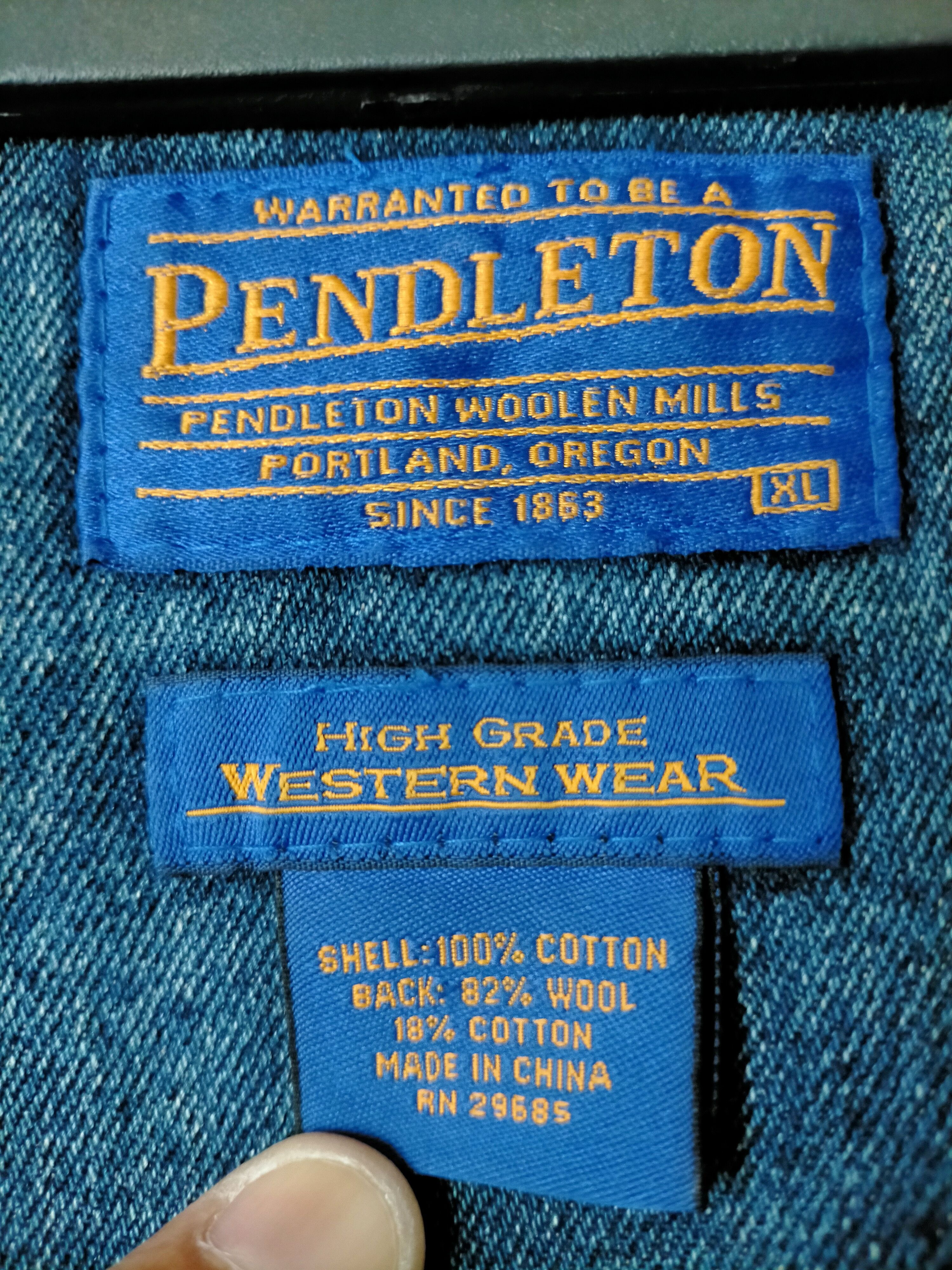Pendleton Vintage 90s Pendleton Wool Denim Jacket Jeans Size US XL / EU 56 / 4 - 24 Thumbnail