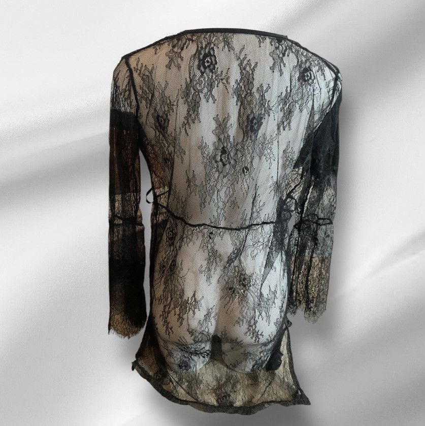Designer NWT Long Sleeve Sheer Dress Robe Thong Set Black Size M / US 6-8 / IT 42-44 - 5 Thumbnail