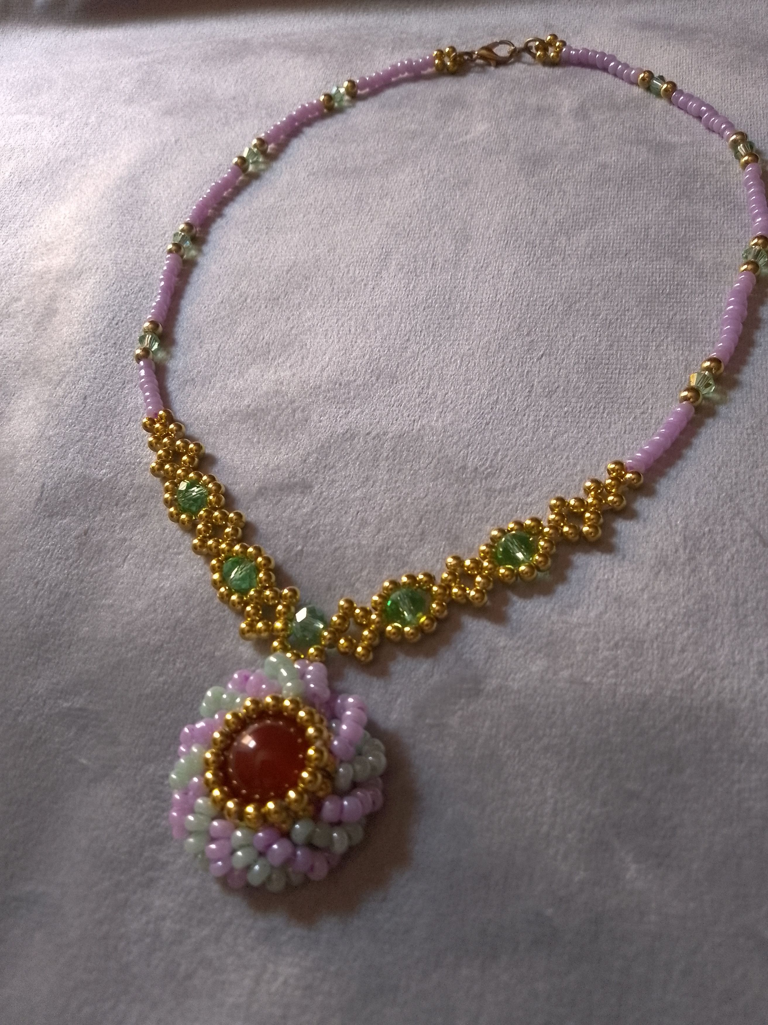 Handmade Necklace Pendant red carnelian gemstones vintage style Size ONE SIZE - 11 Thumbnail