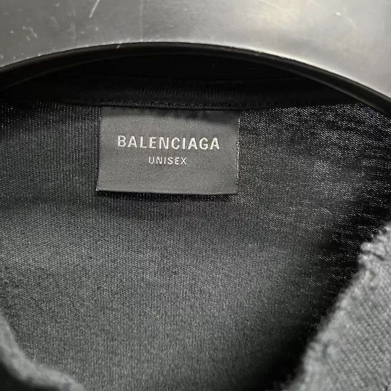 Balenciaga Balenciaga Black letter embroidery badge round neck short Size US L / EU 52-54 / 3 - 4 Thumbnail