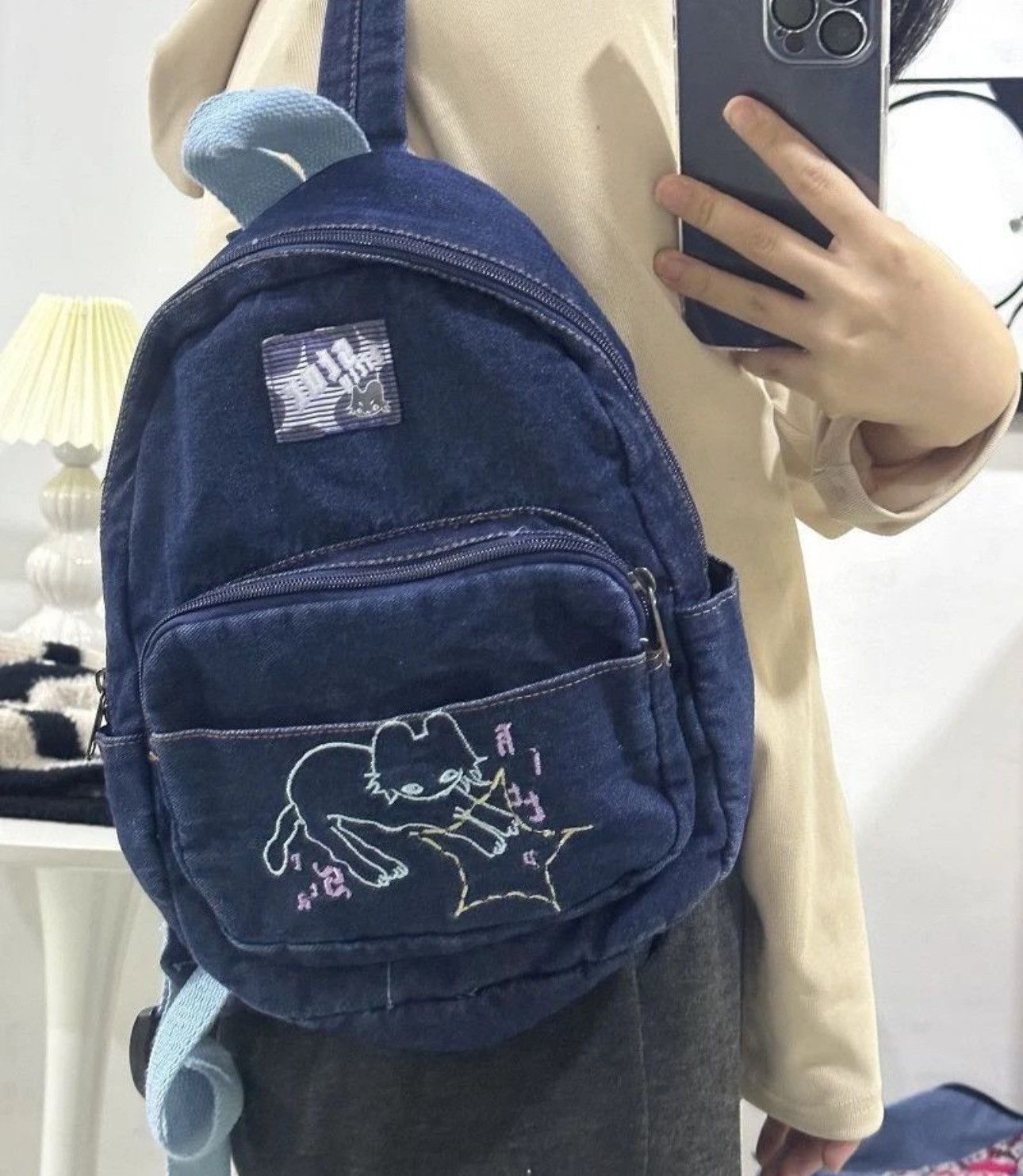 Japanese Brand Denim Classic Simple Backpack Size ONE SIZE - 4 Thumbnail