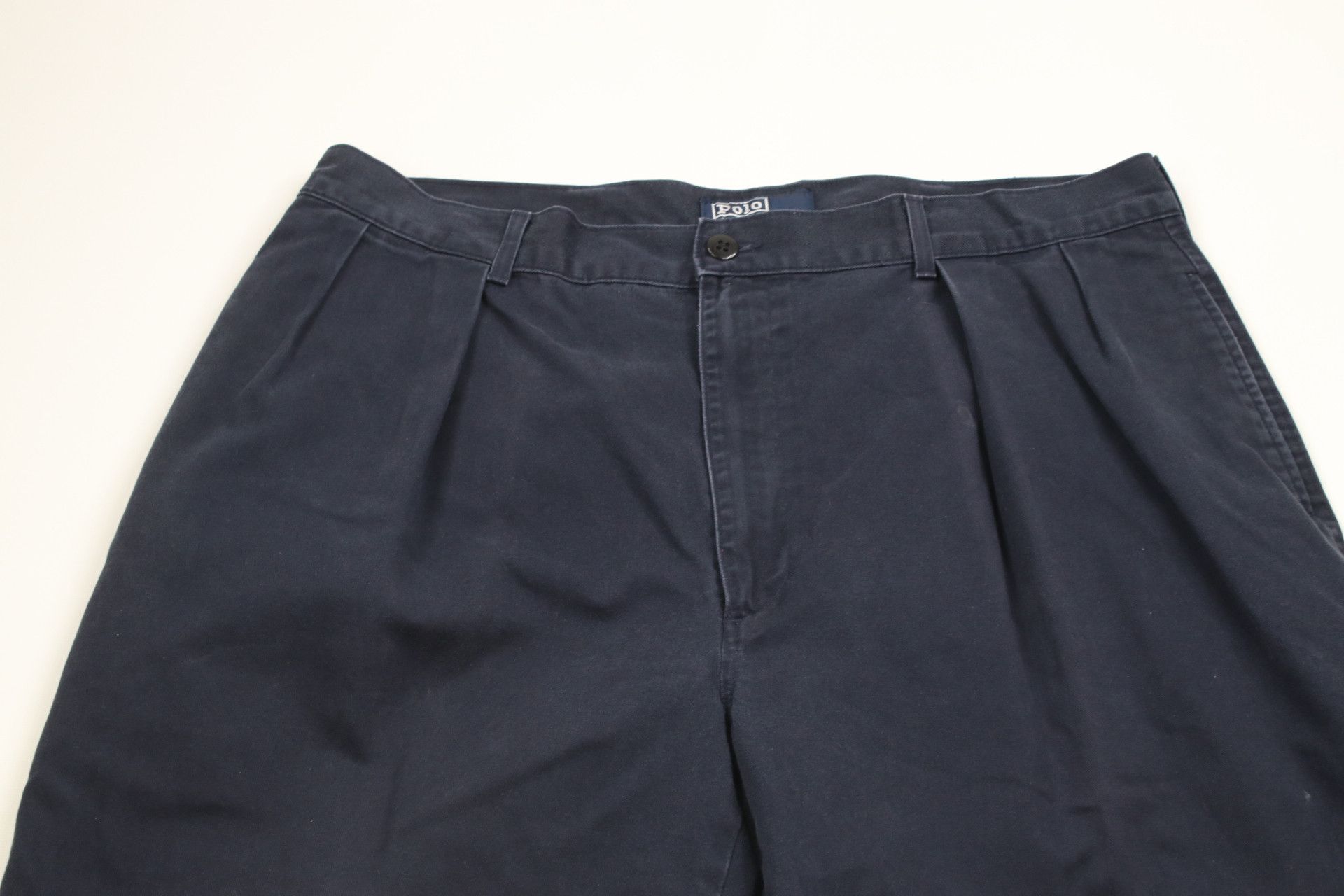 Ralph Lauren × Vintage Vintage 90s Ralph Lauren Wide Leg Pleated Chino Pants Blue Size US 38 / EU 54 - 2 Thumbnail
