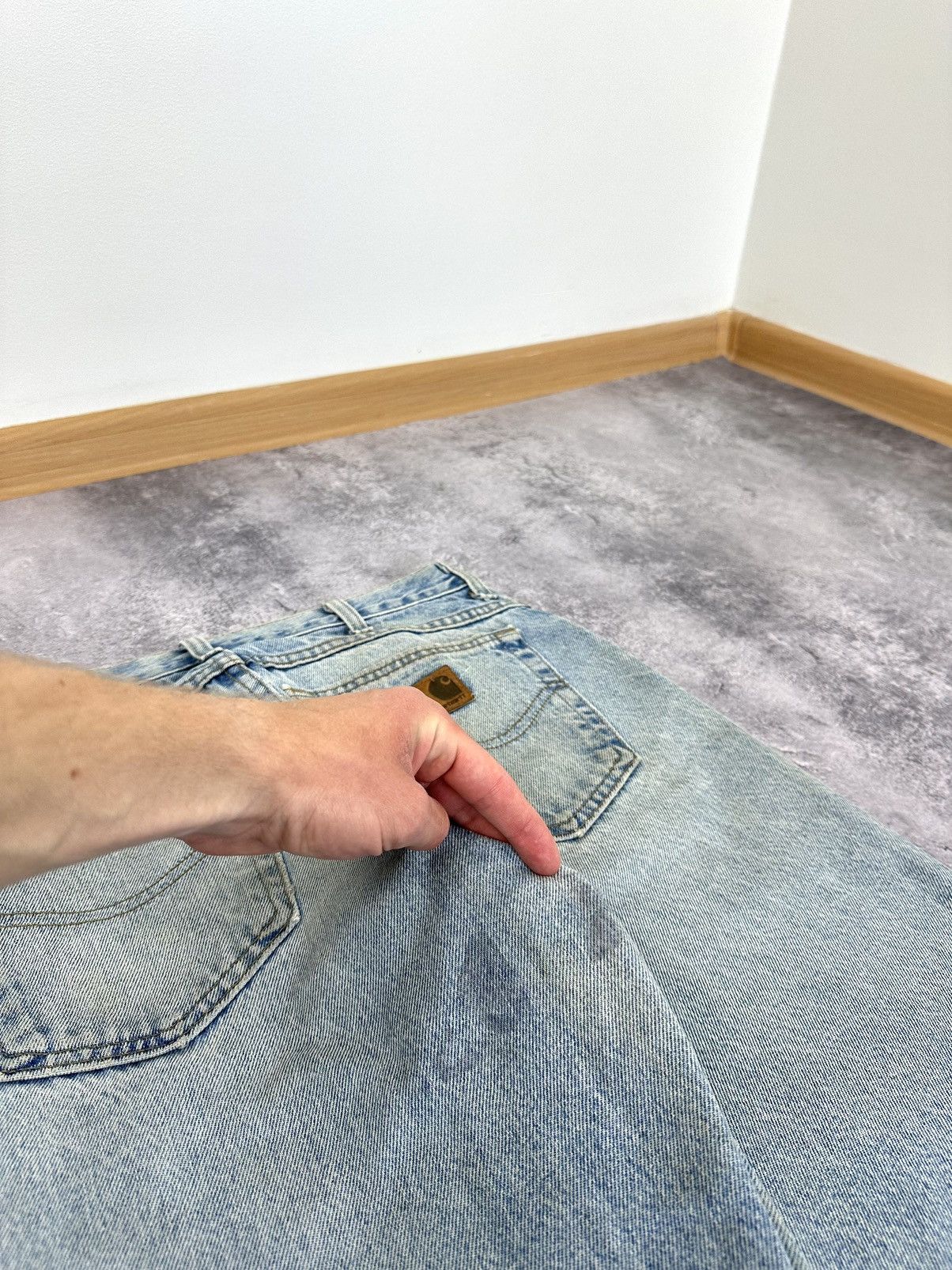 Carhartt Vintage 90s Carhartt Made In USA Light Blue Distressed Jeans Size US 32 / EU 48 - 9 Thumbnail